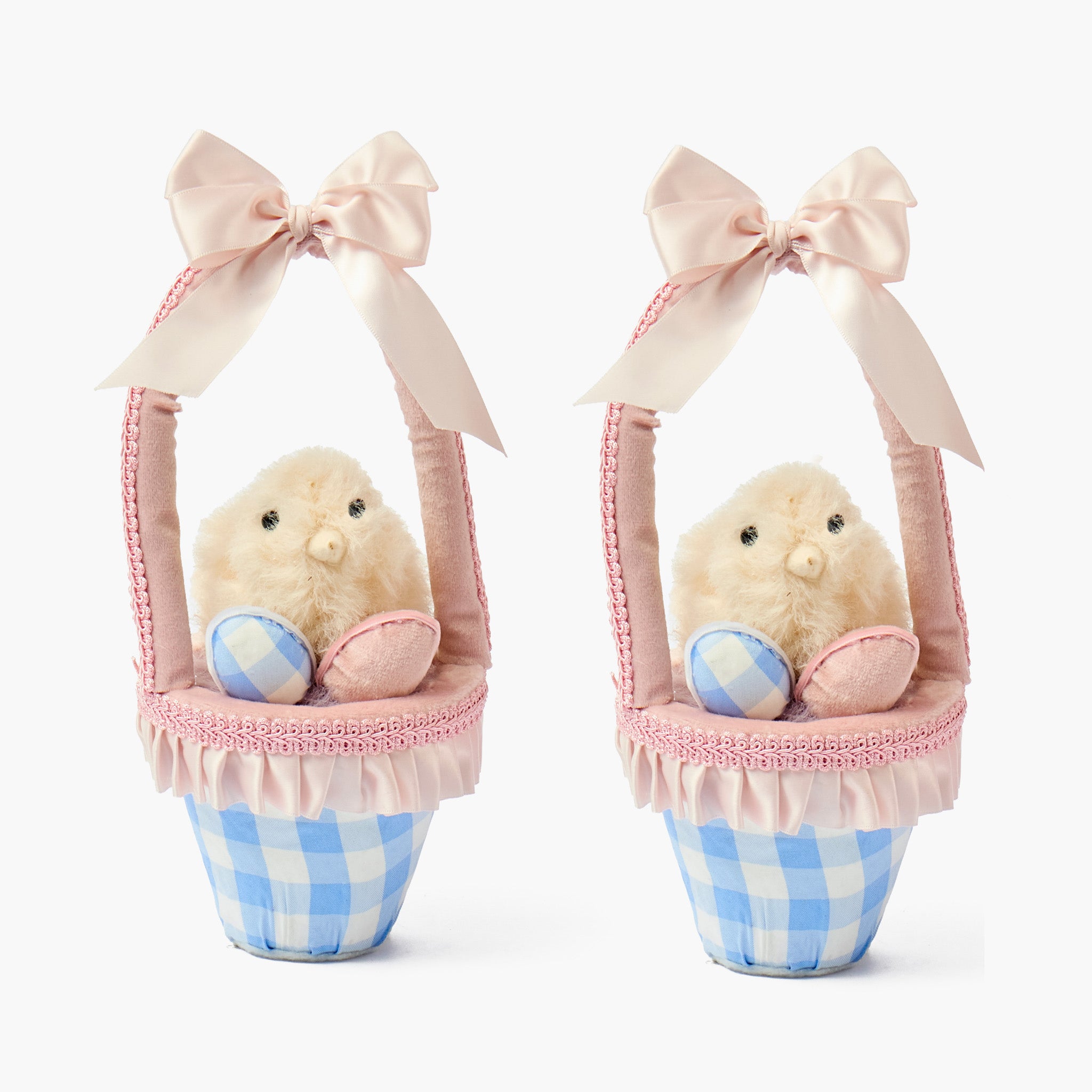 Chicks in Gingham Basket (Pair)