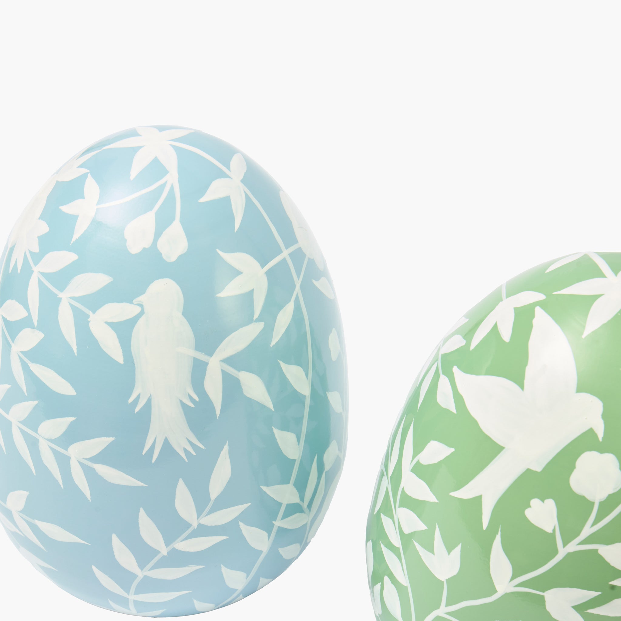 Large Blue Floral Tole Egg