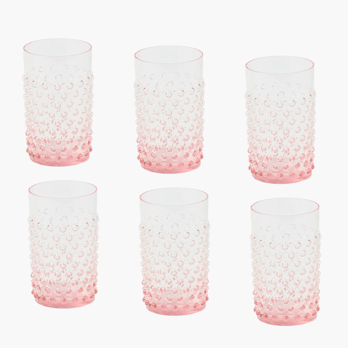 Rose Pink Hobnail Glasses (Set of 6)