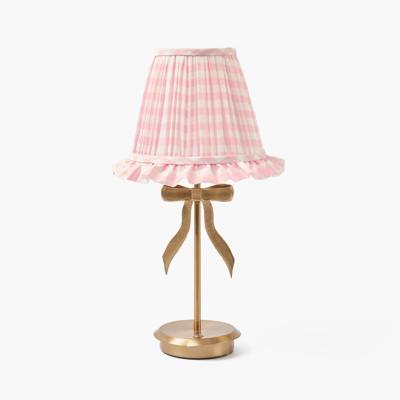 Marilyn Bow Rechargeable Lamp with Pink Gingham Shade (18cm)