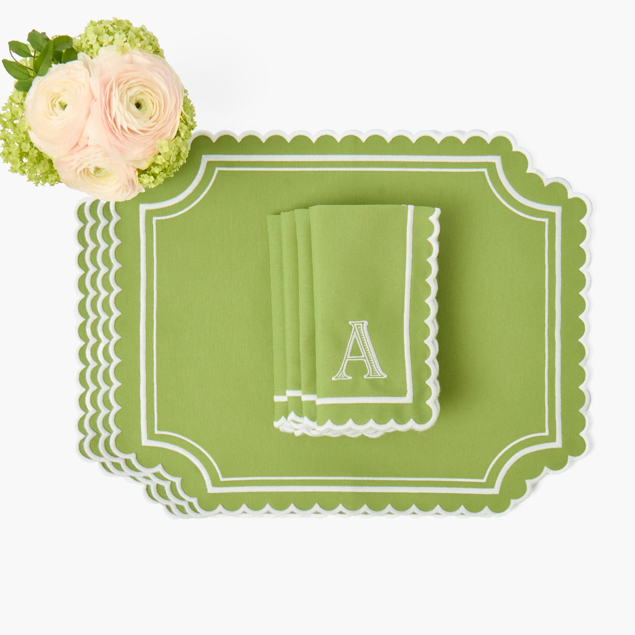 Louisa Green Placemats & Napkins (Set of 4)