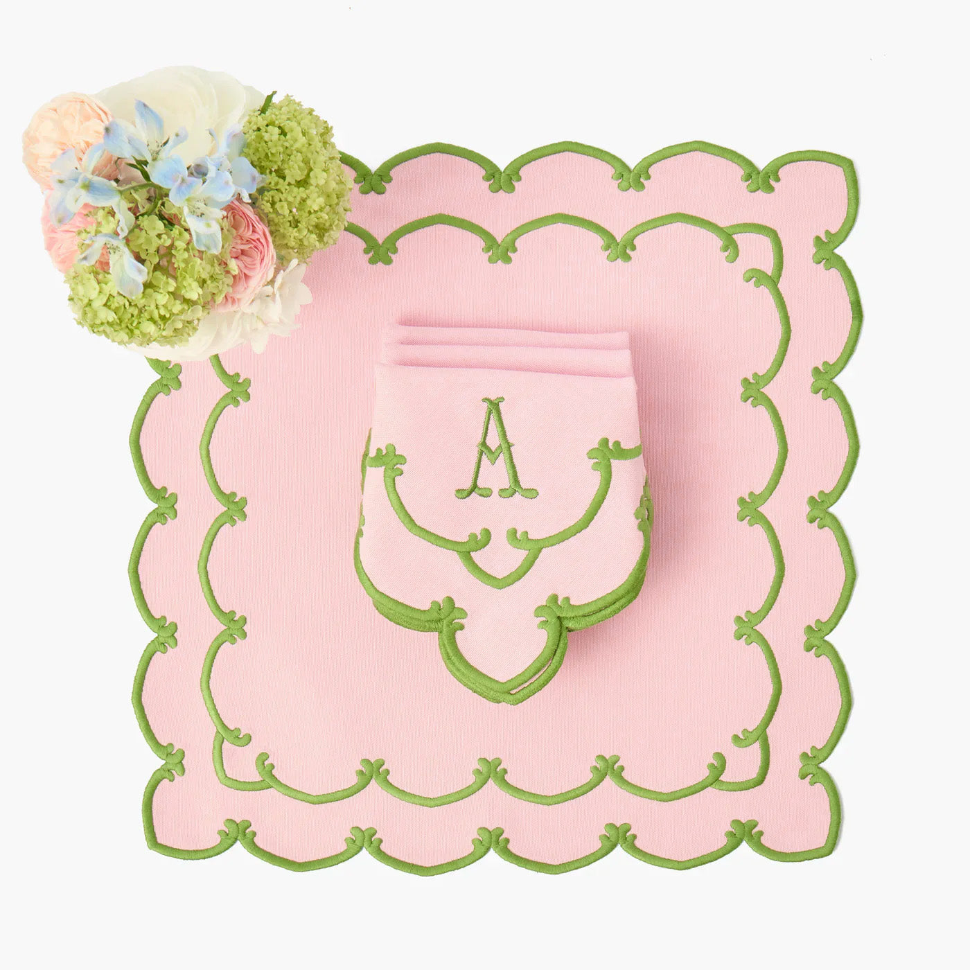 Amanda Pink & Green Napkins (Set of 4)