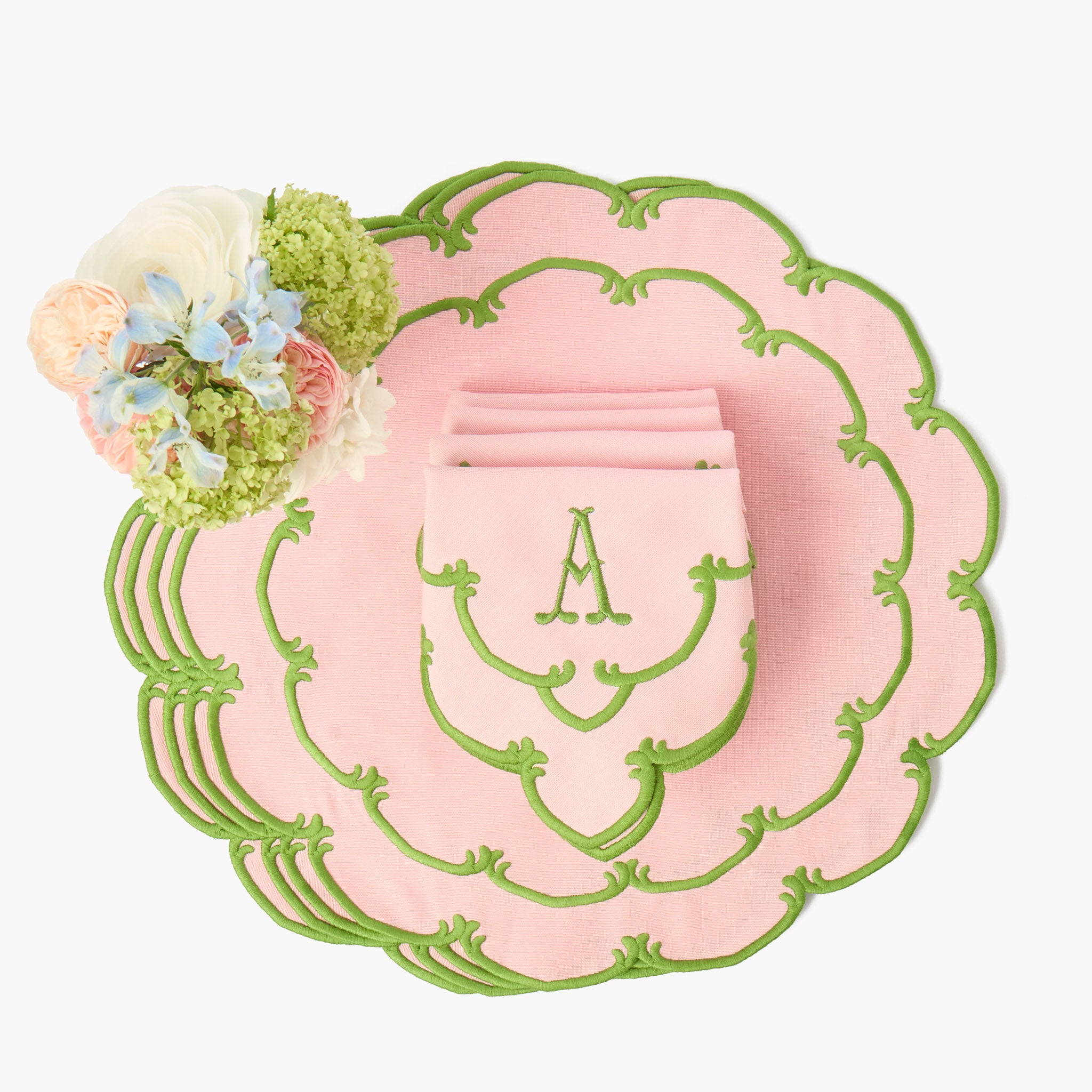 Amanda Pink & Green Placemats (Set of 4)