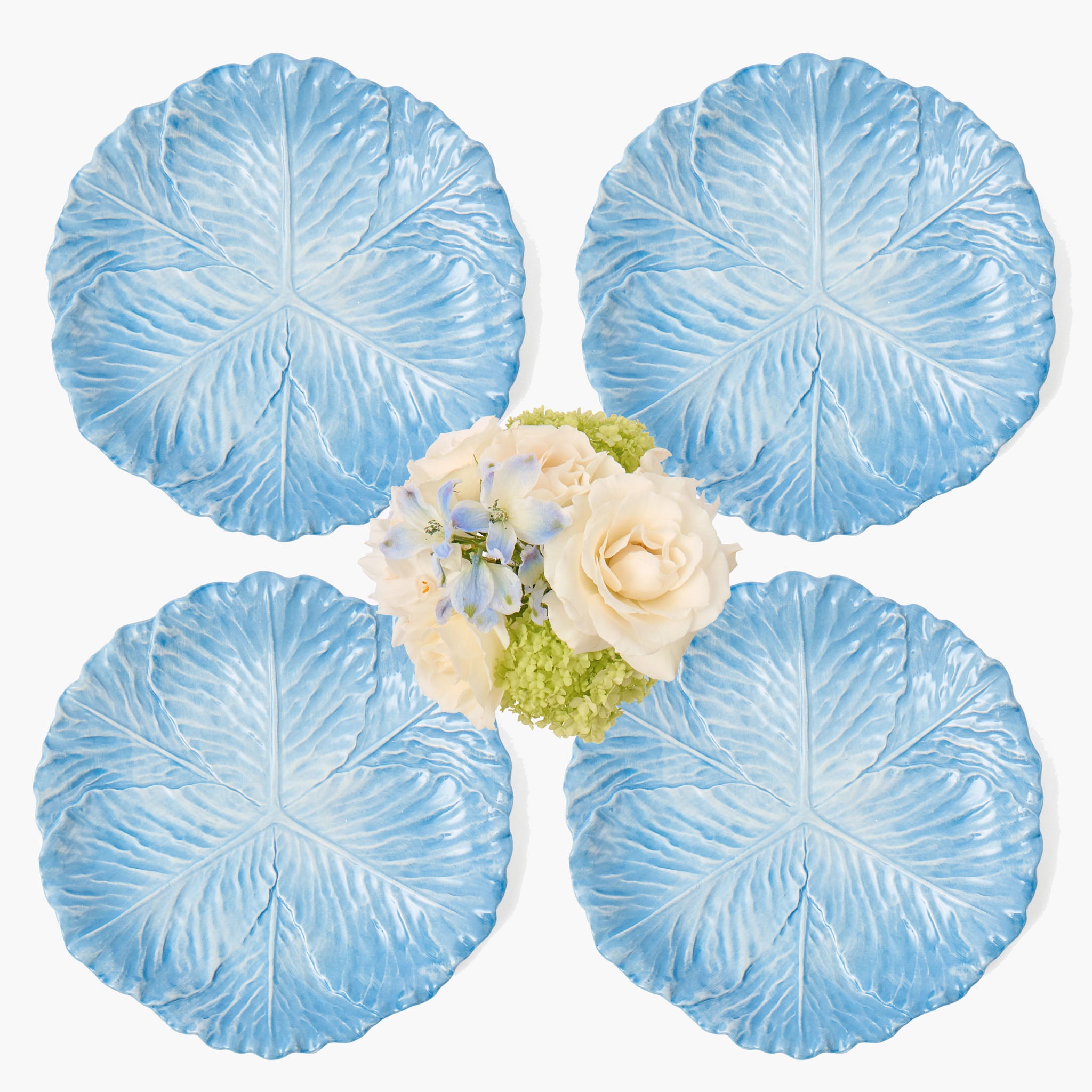 Blue Serena Cabbage Dinner Plates (Set of 4)