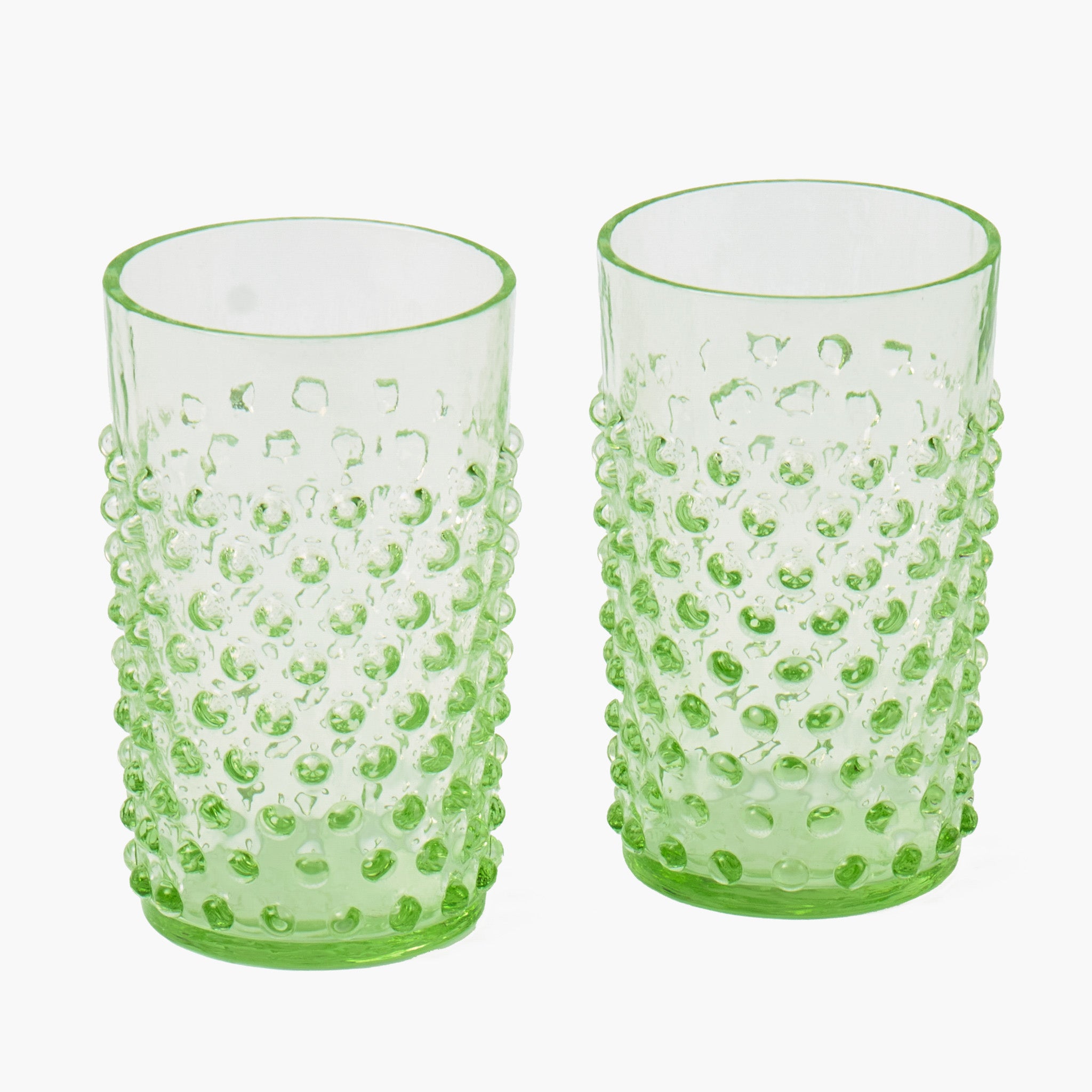 Emerald Hobnail Jug with Rose Handle & Glasses (set of 6)