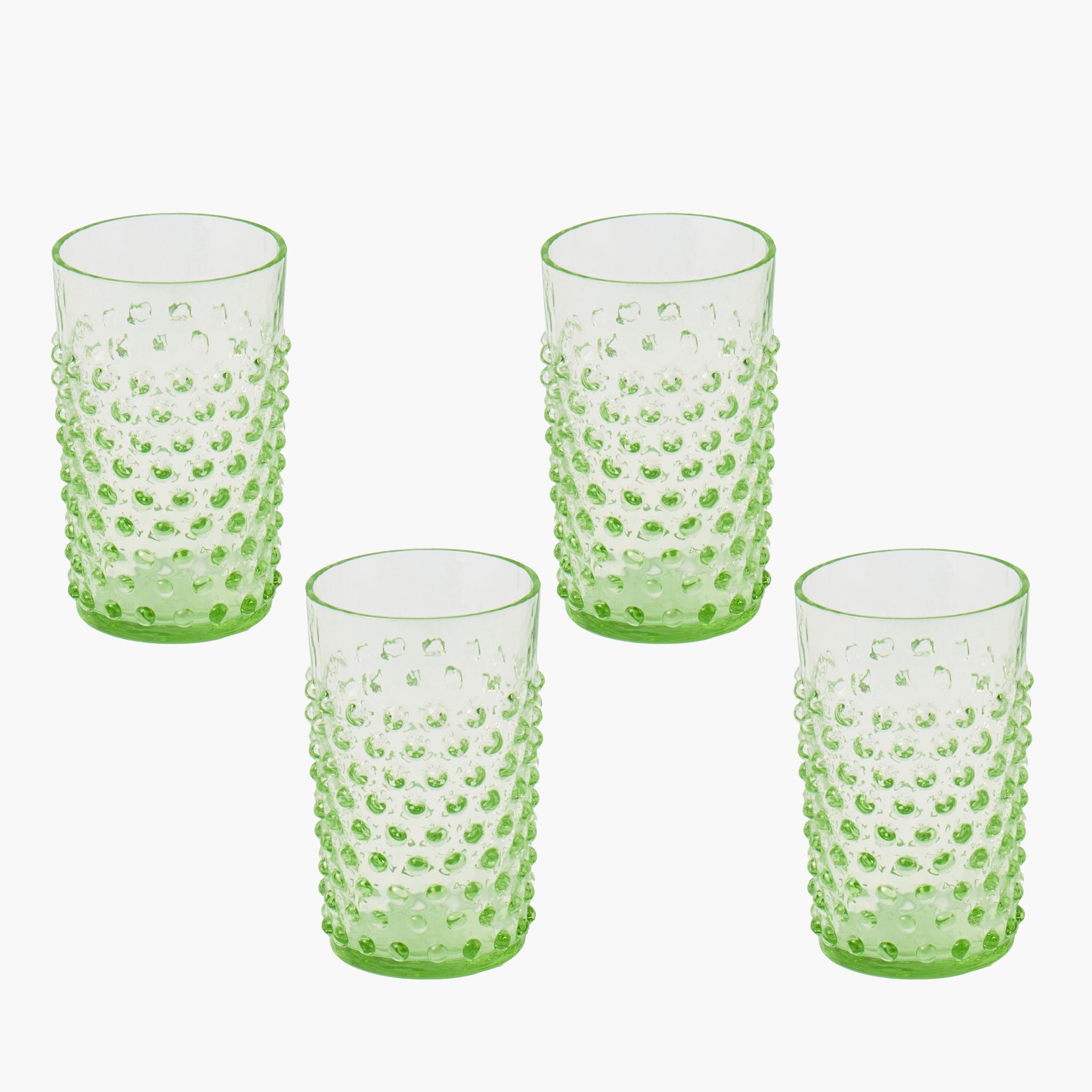 Emerald Hobnail Jug with Rose Handle & Glasses (set of 6)