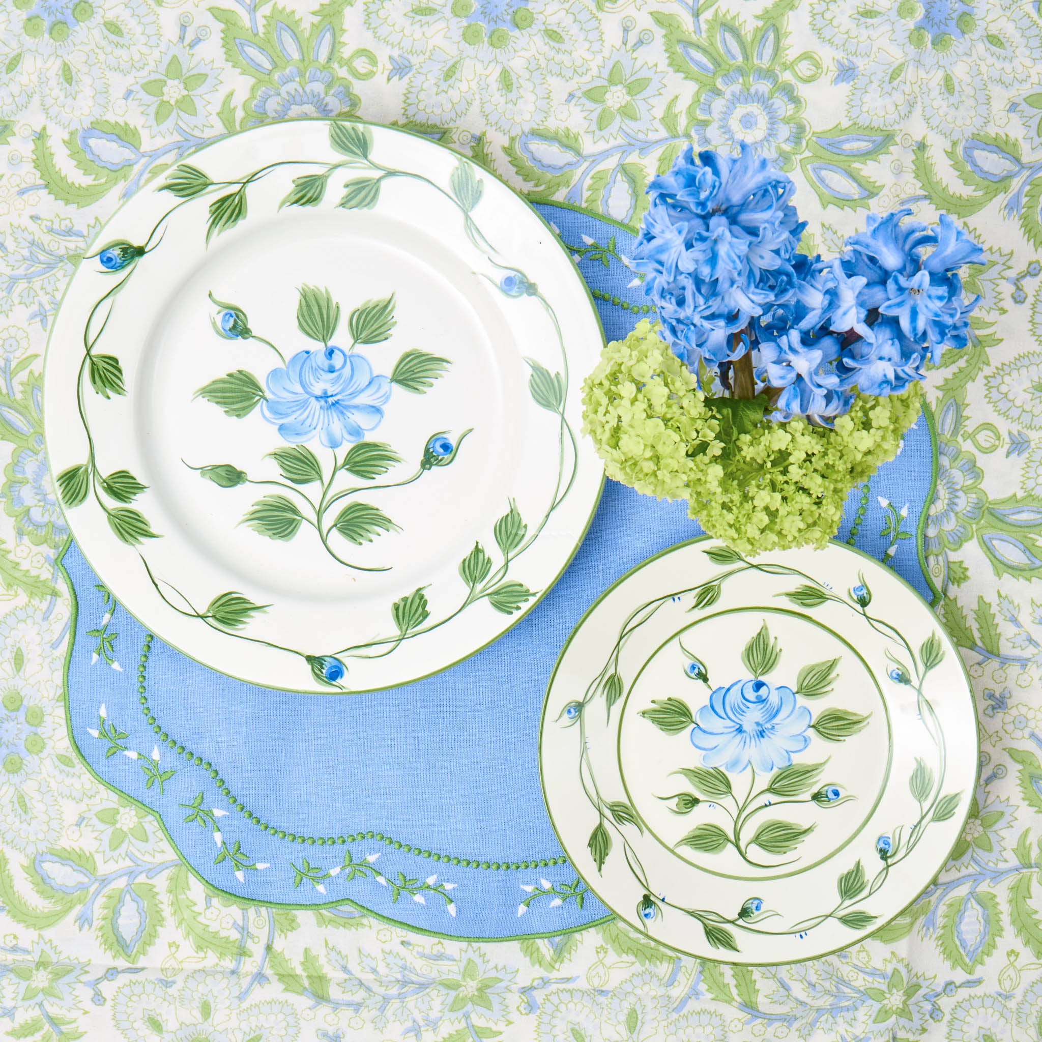 Eloise Blue Rose Linen Placemats (Set of 4)