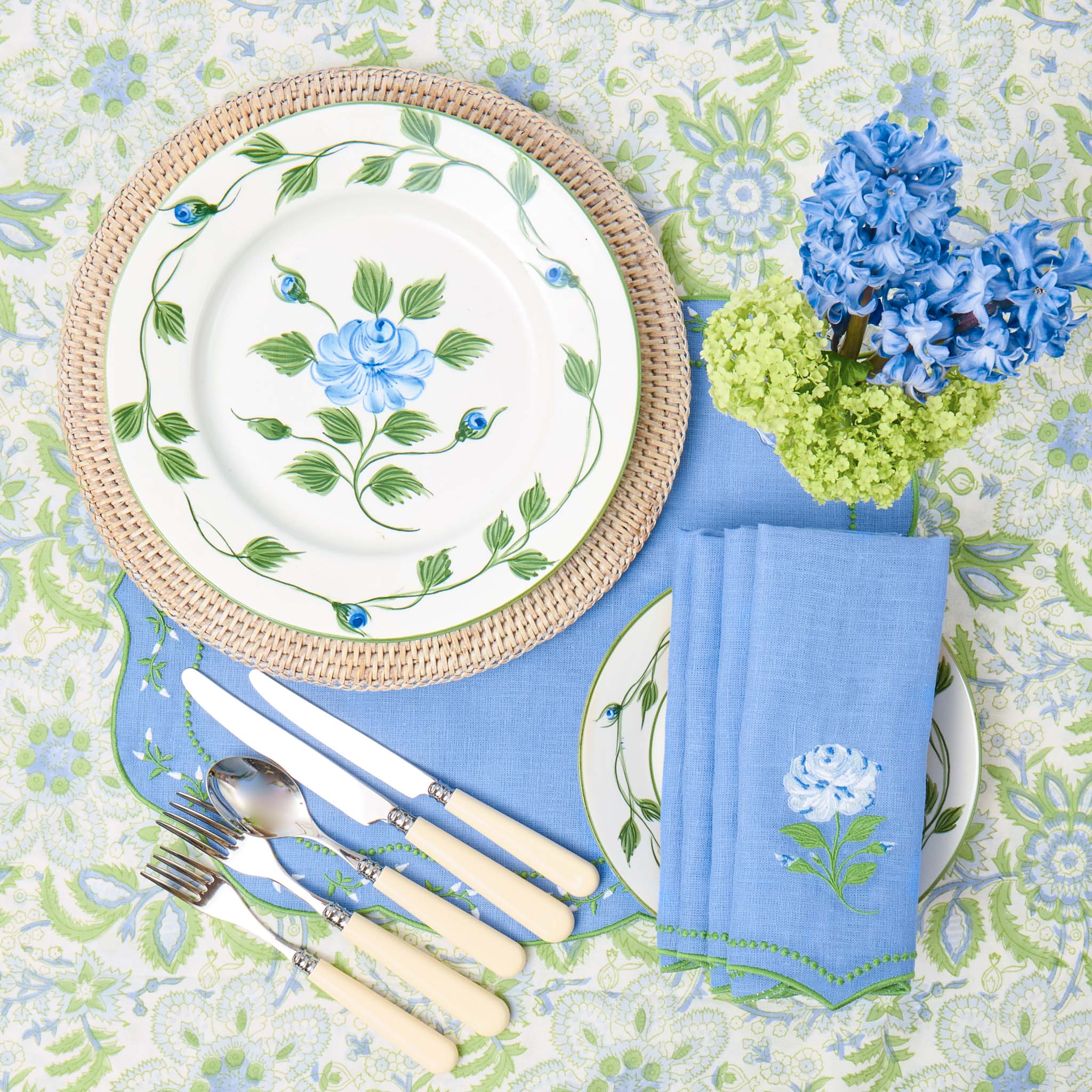 Blue Rose Bud Dinner Plate