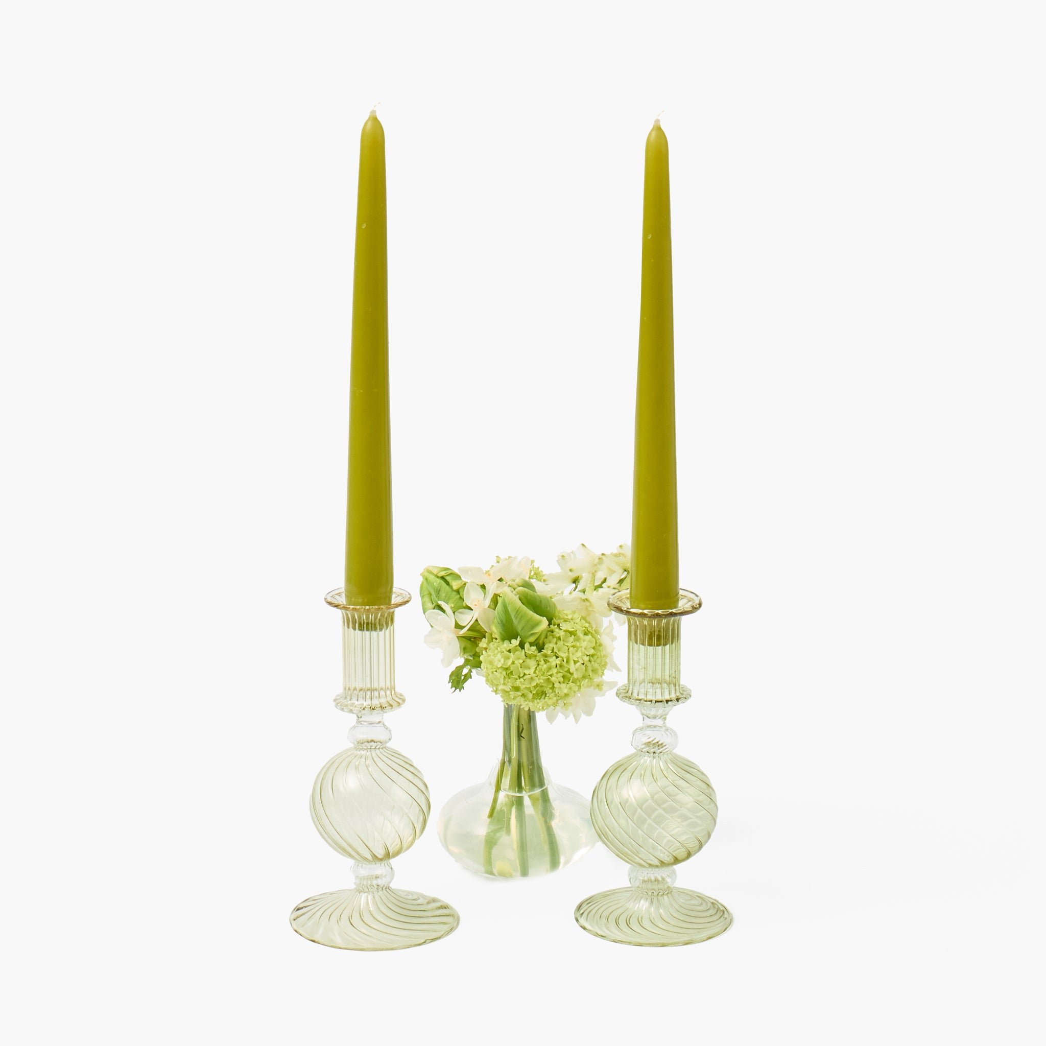 Olive Small Camille Candle Holders (Pair)