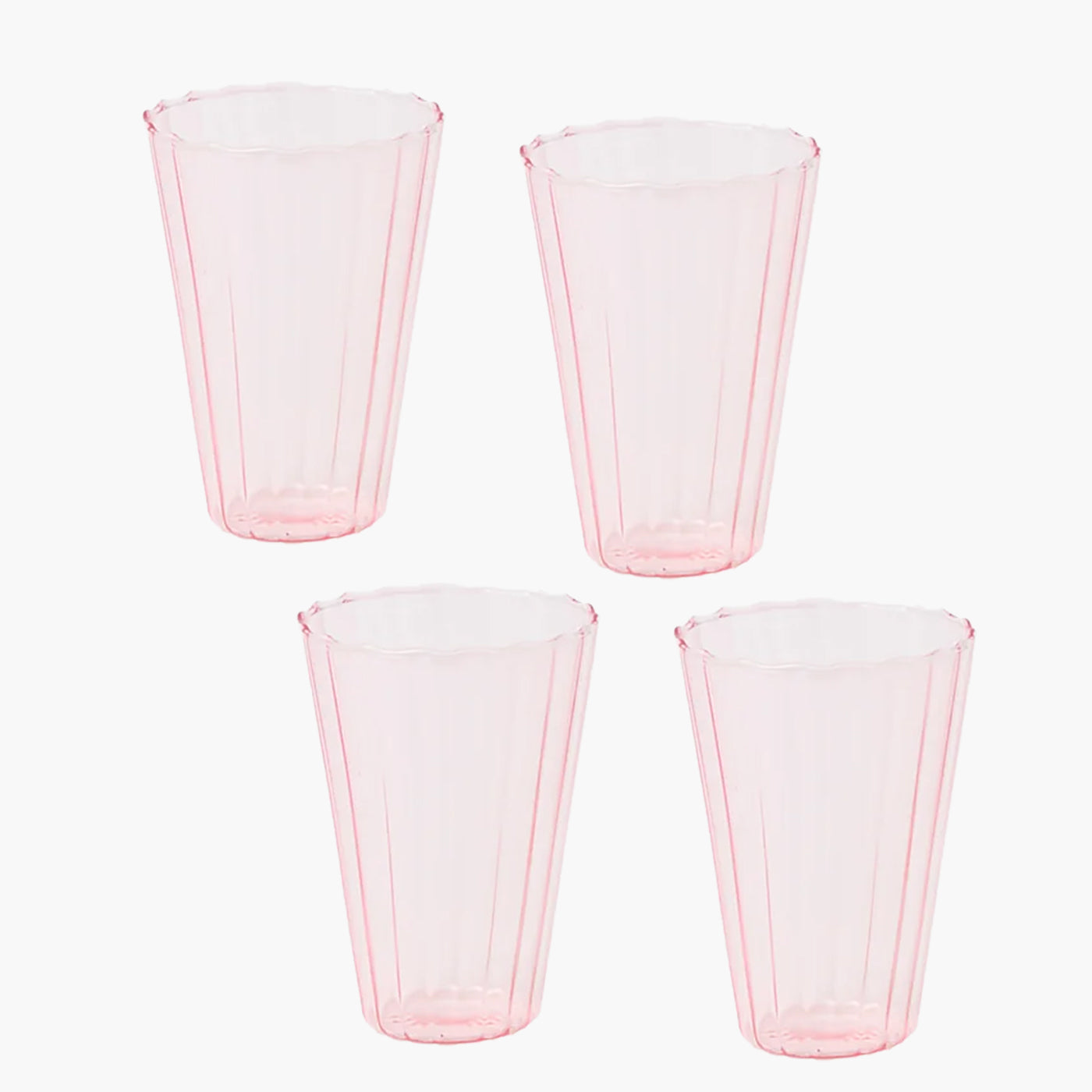 Pink Fluted Water Glasses (Set of 4)