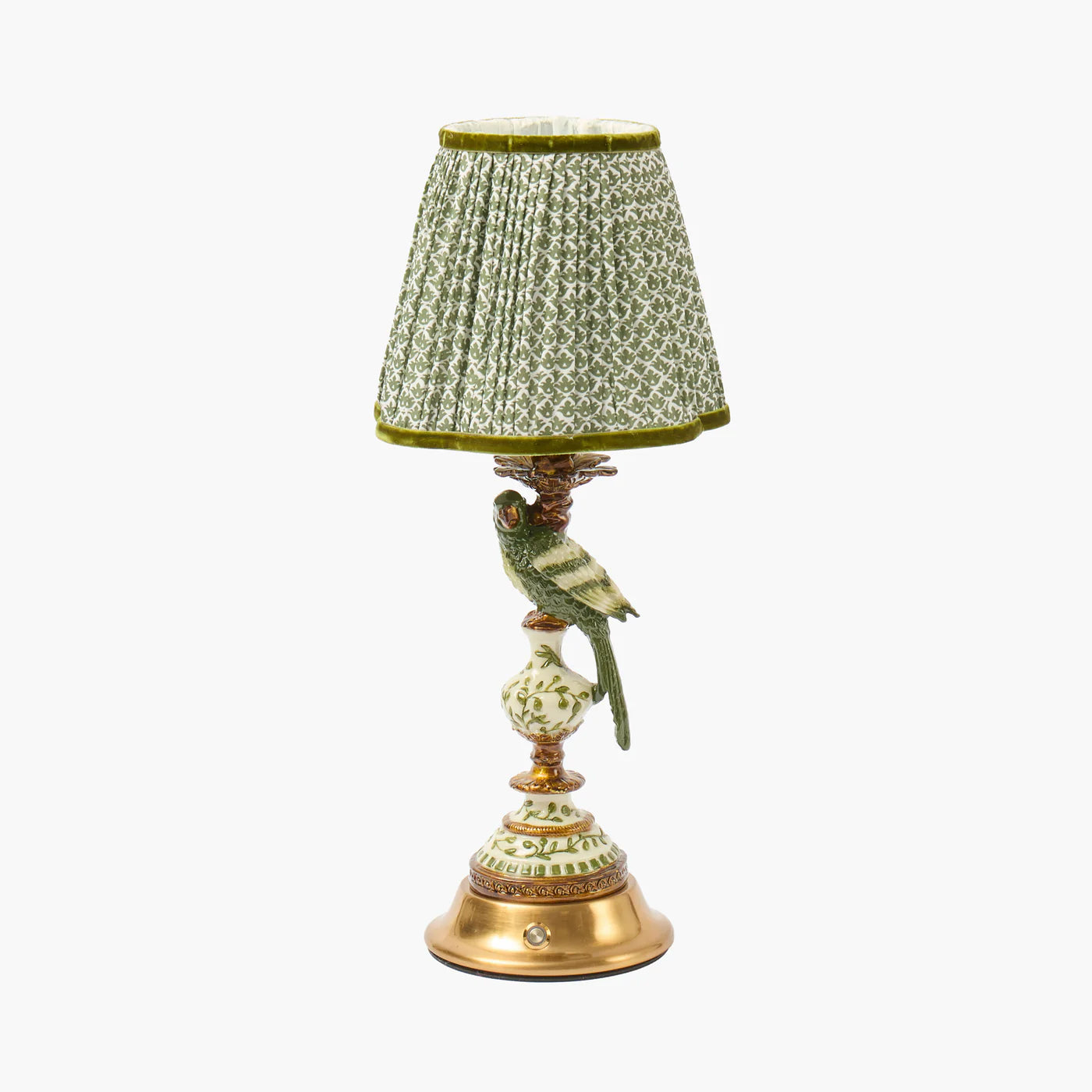 Olive Parrot Rechargeable Lamp with Olive Lotus Shade (18cm)
