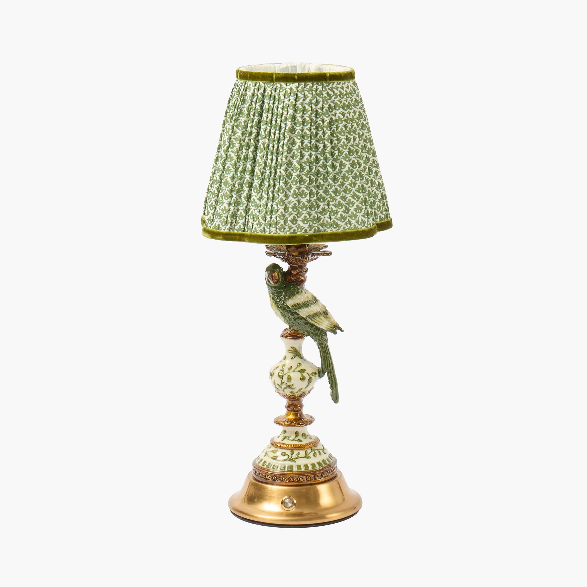 Olive Parrot Rechargeable Lamp with Olive Lotus Shade (18cm)
