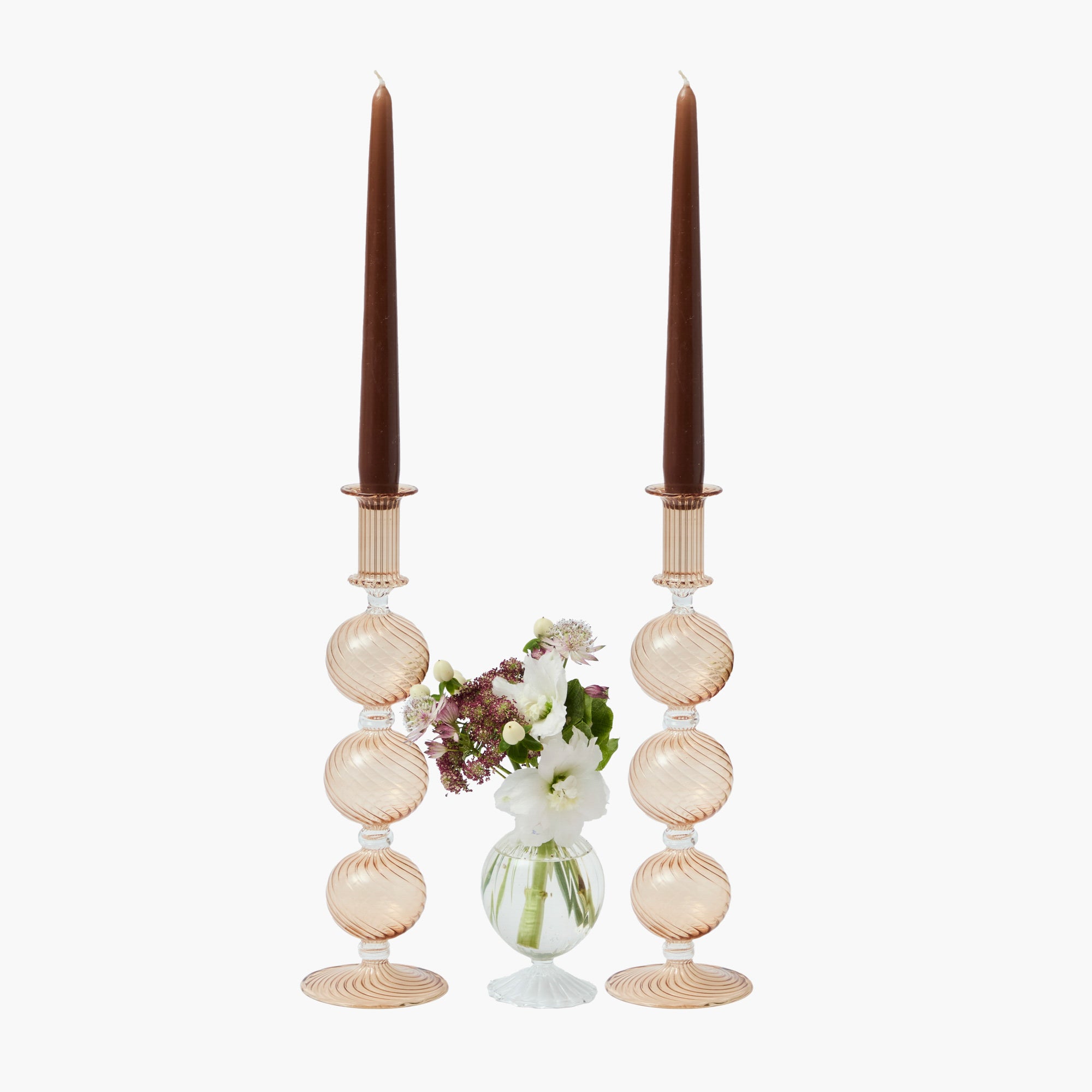 Camille Chestnut Candle Holders (Pair)
