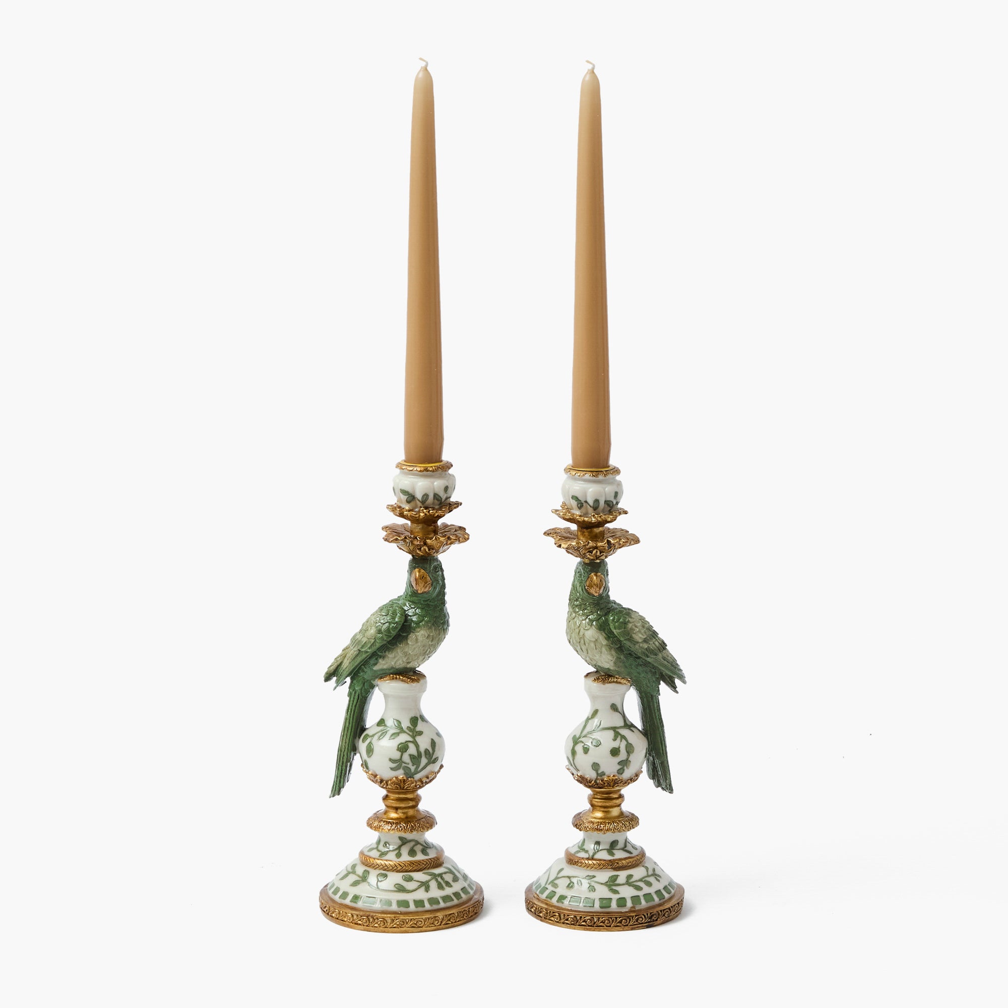 Small Olive Parrot Candle Holder (Pair)