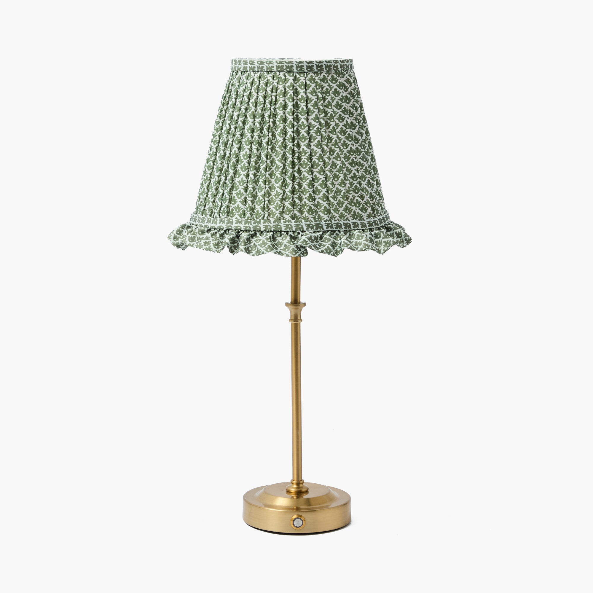 Edie Tall Rechargeable Lamp with Olive Lotus Ruffle Shade (18cm)