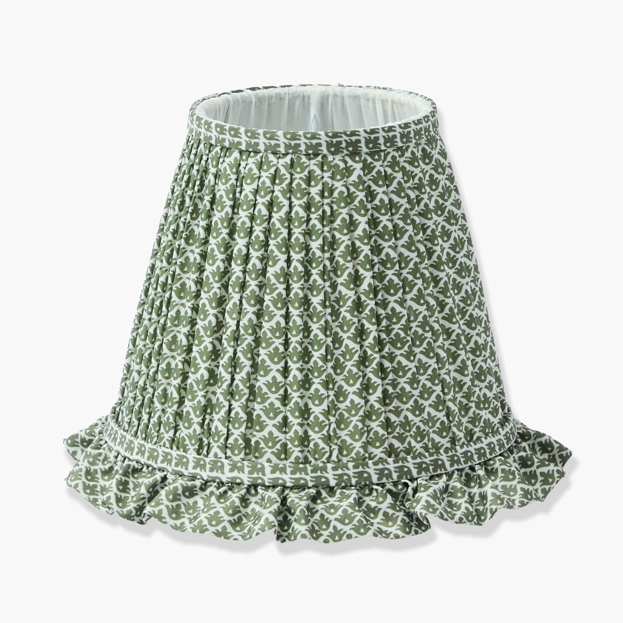 Edie Tall Rechargeable Lamp with Olive Lotus Ruffle Shade (18cm)