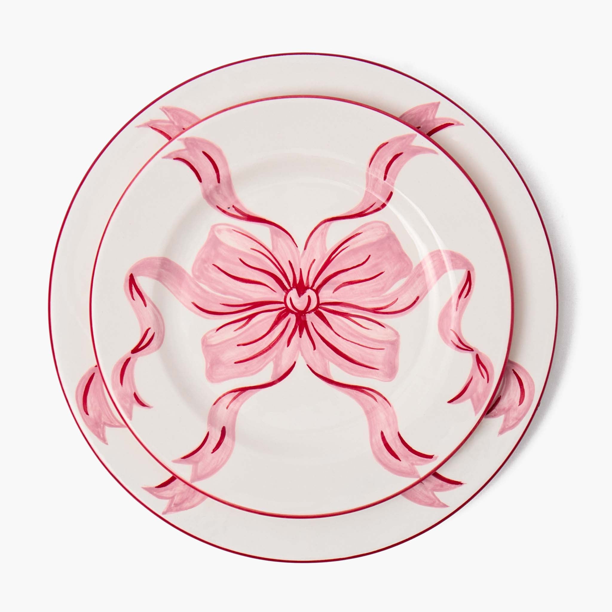Audrey Pink & Red Bow Dinner Plate