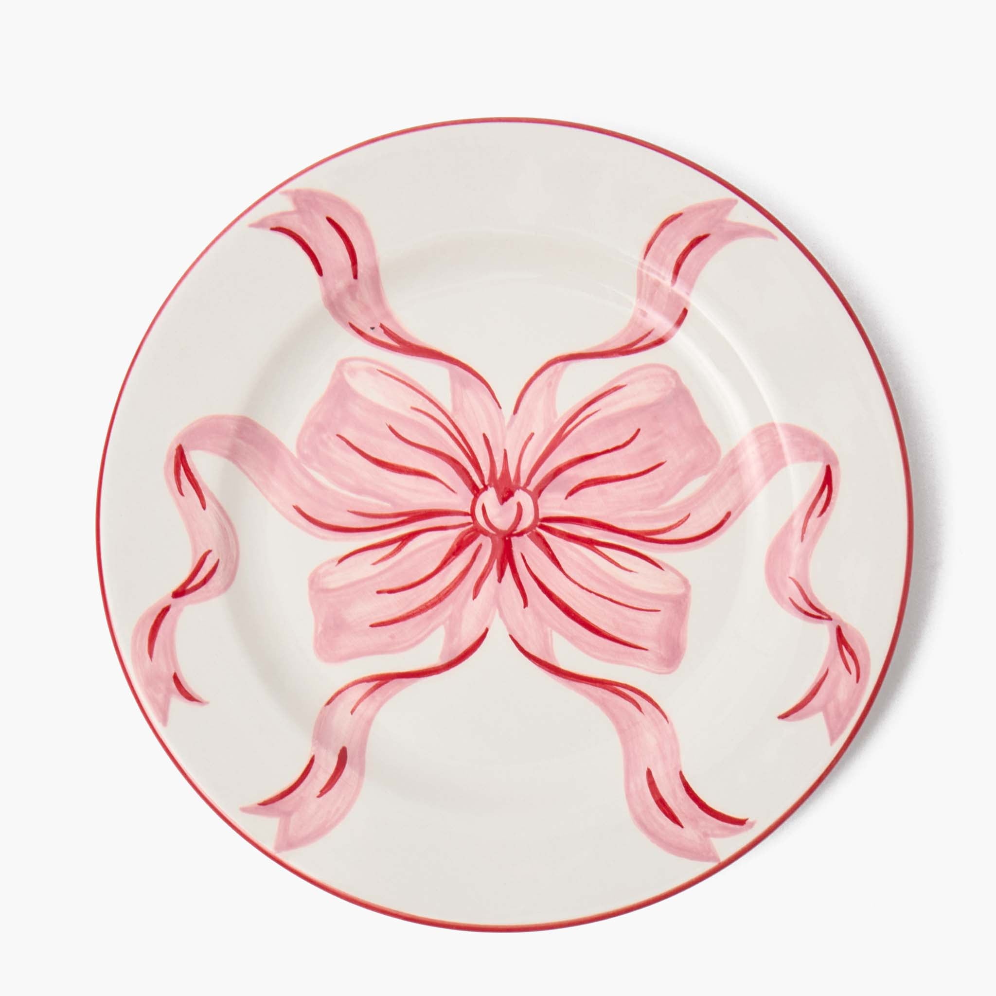 Audrey Pink & Red Bow Dinner Plate