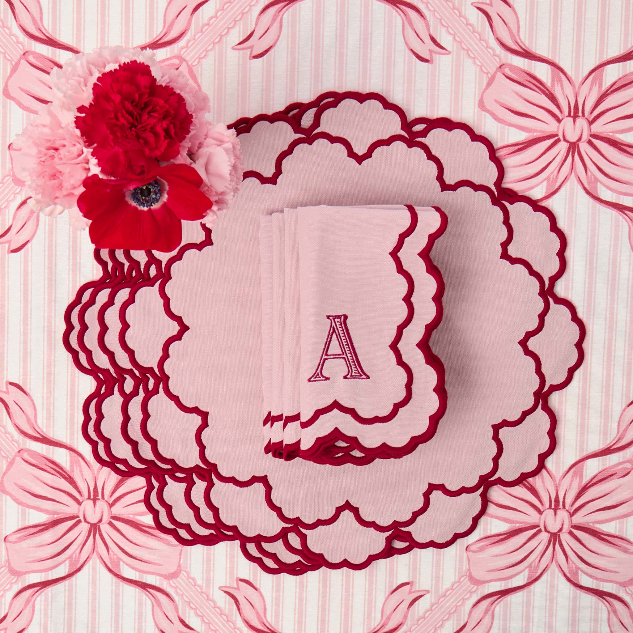 Lily Pink & Red Placemats (Set of 4)
