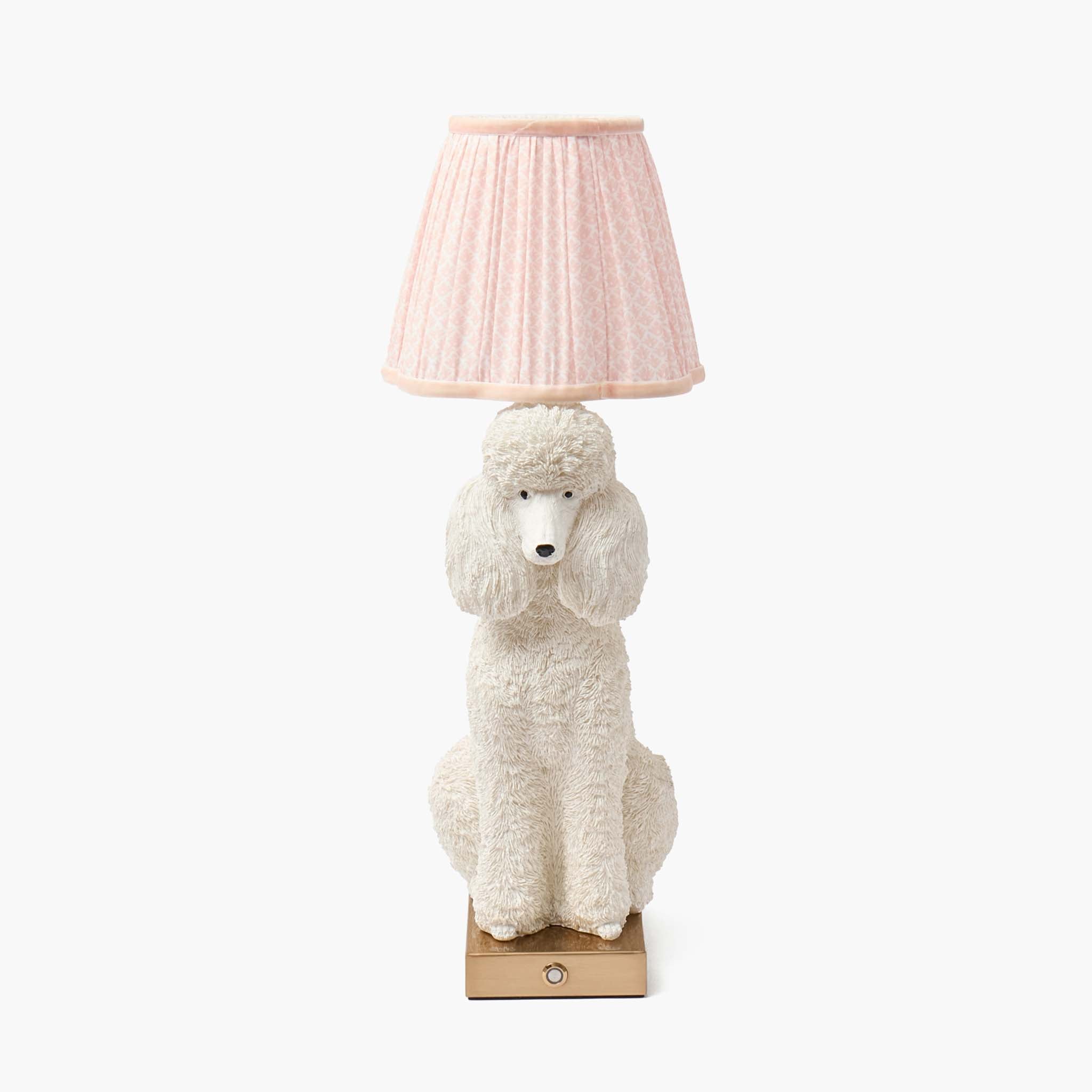 Fifi Poodle Rechargeable Lamp with Pink Lotus Shade (18cm)