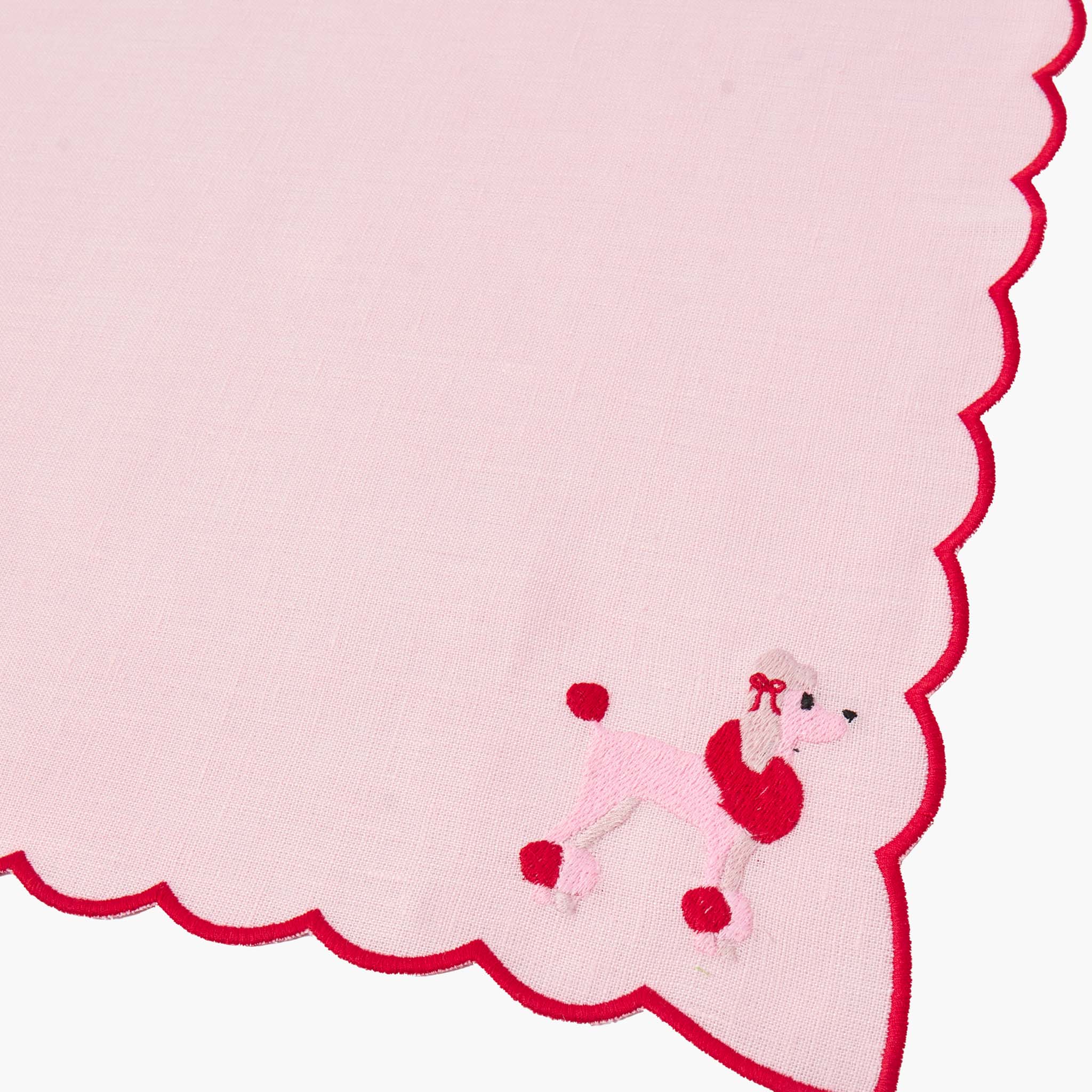 Eloise Pink & Red Linen Placemats & Fifi Poodle Napkins (Set of 4)