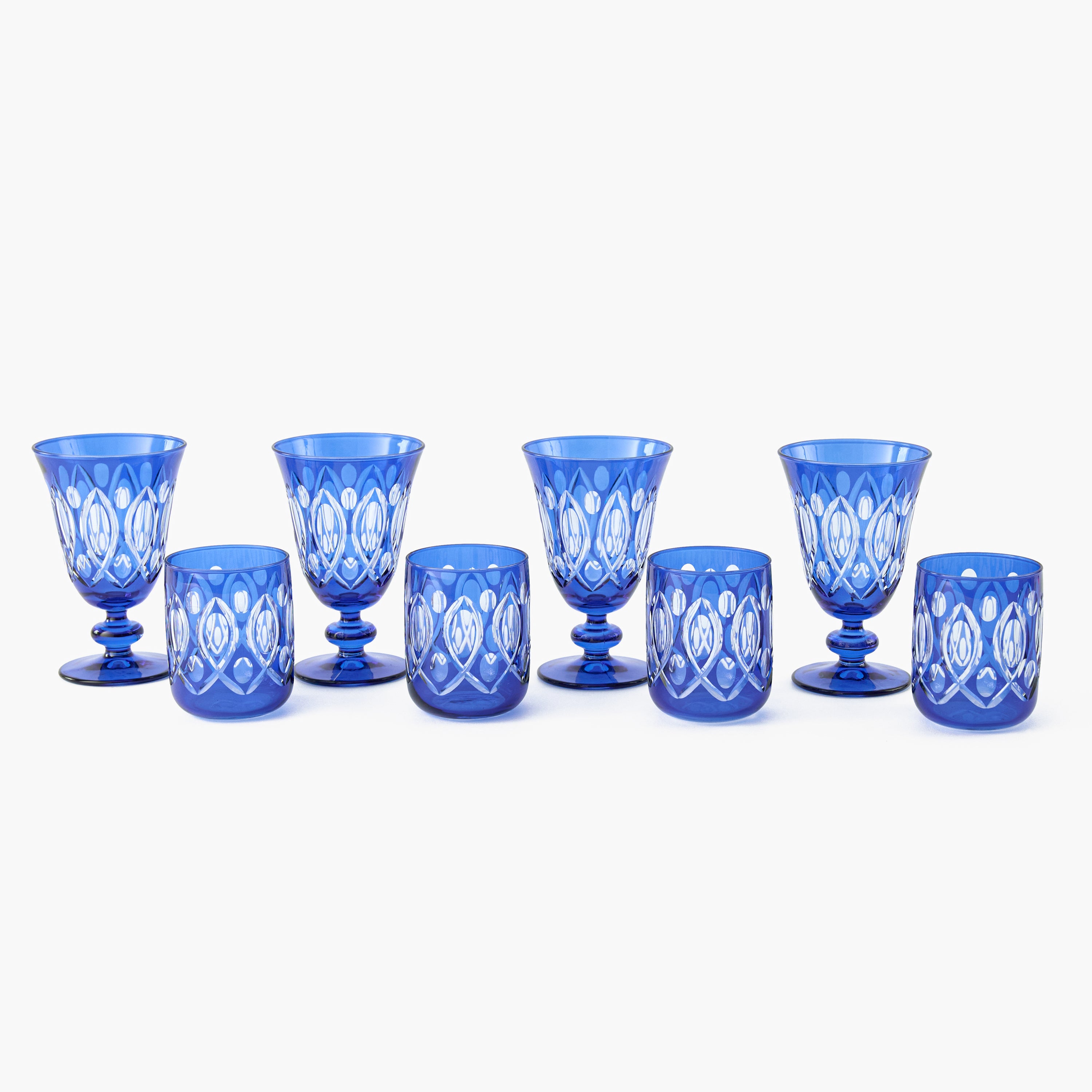 Cobalt Carolyn Engraved Water Glasses (Set of 4)