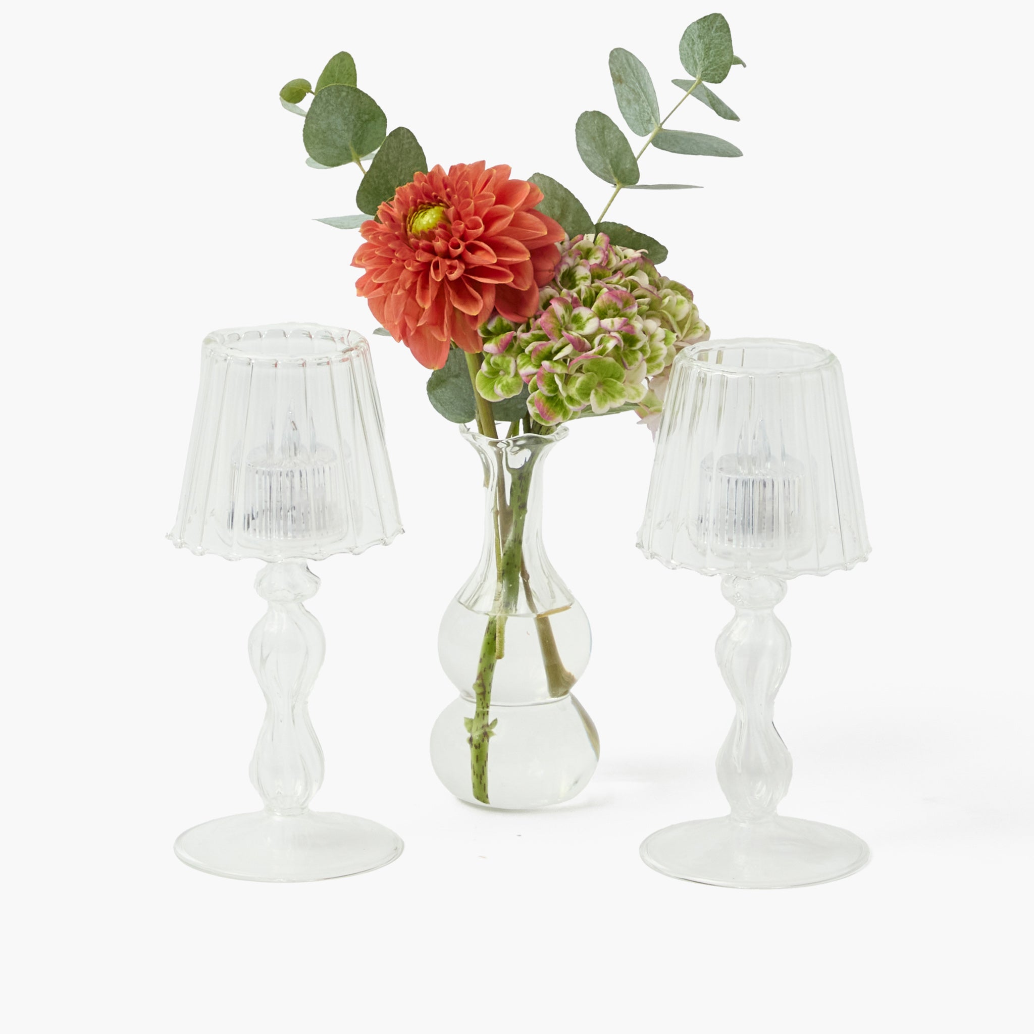 Glass Lantern Tea Light Holder (Pair) - 18cm