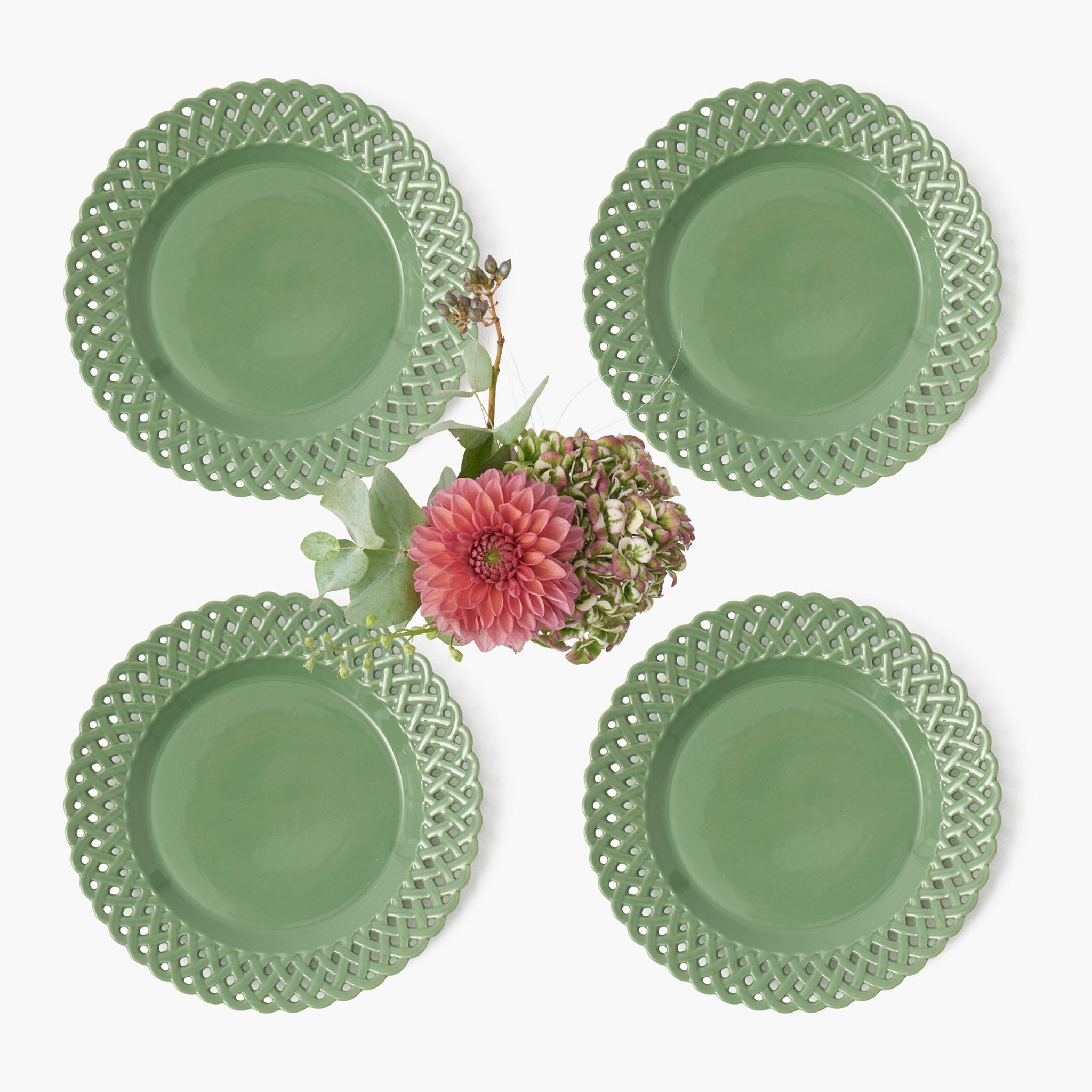 Sage Basketweave Starter Plates (Set of 4)