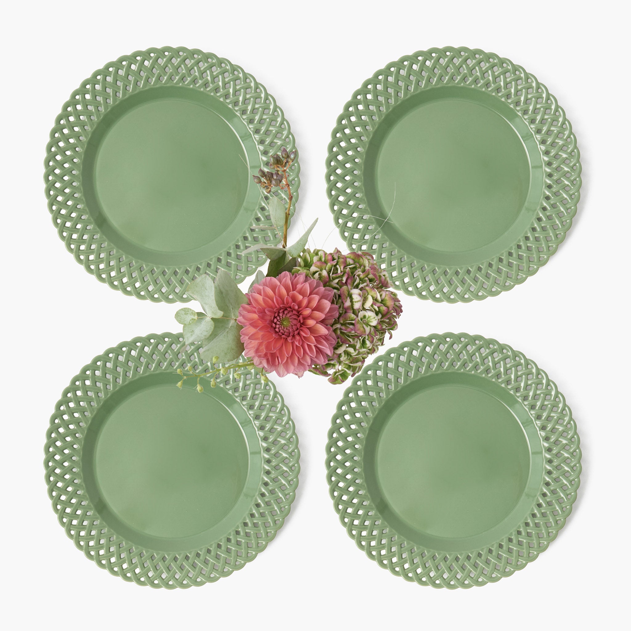 Sage Basketweave Dinner Plates (Set of 4)