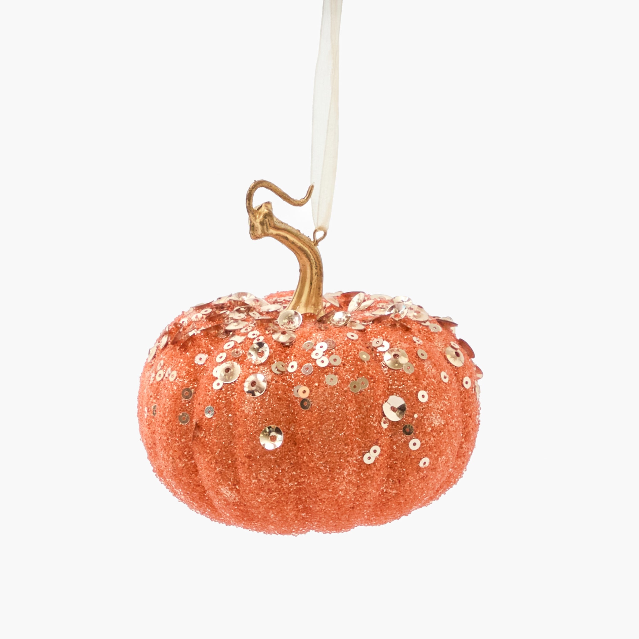 Small Orange Glitter Pumpkins (Set of 8)