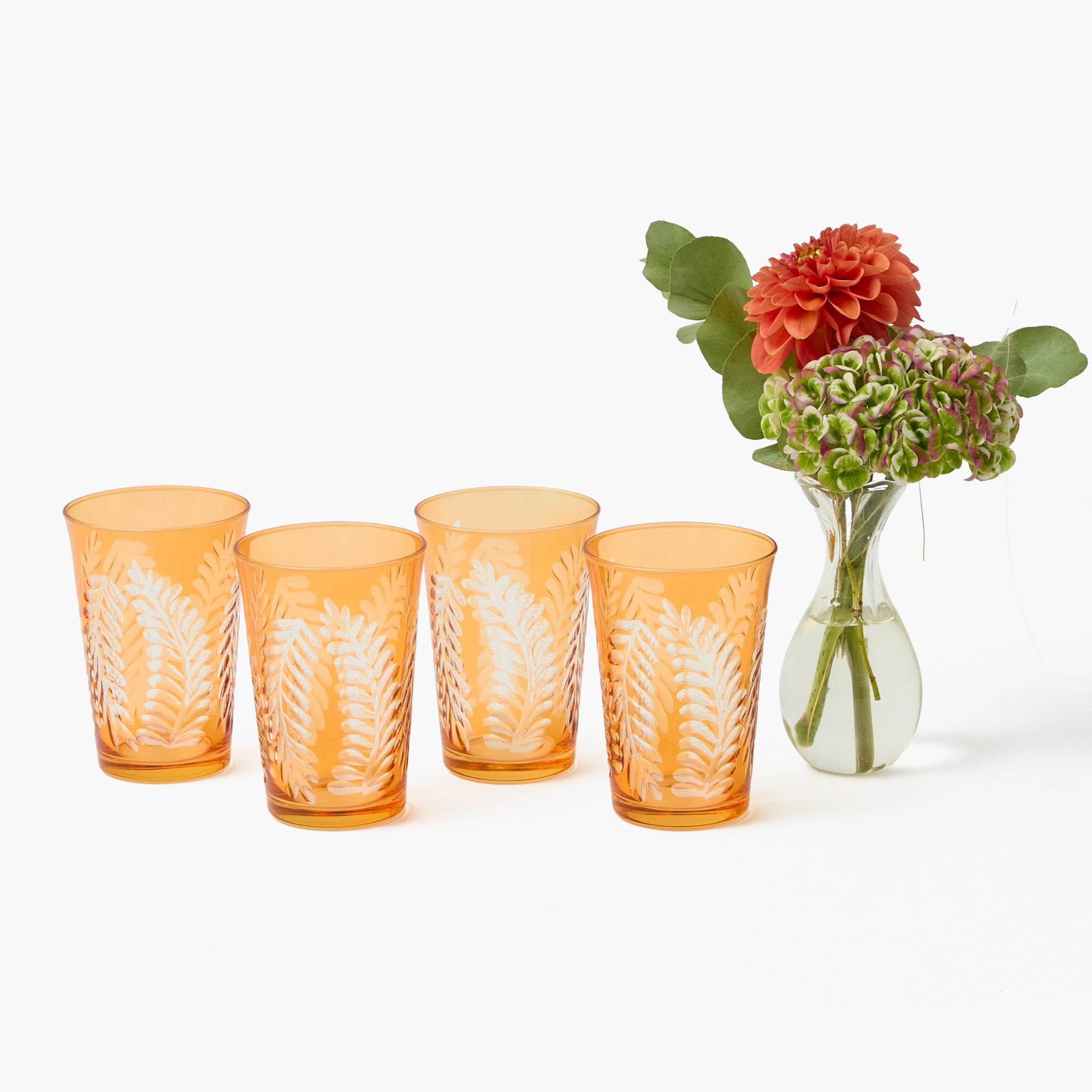Brigitte Amber Garland Engraved Glasses (Set of 4)