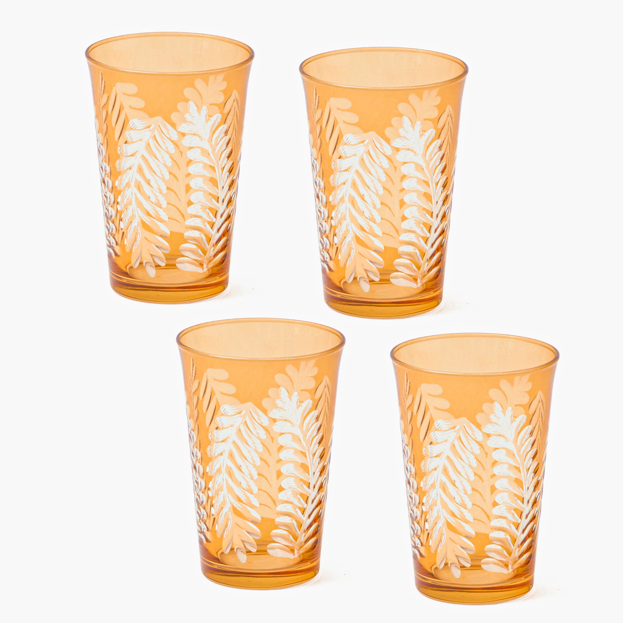 Brigitte Amber Garland Engraved Glasses (Set of 4)