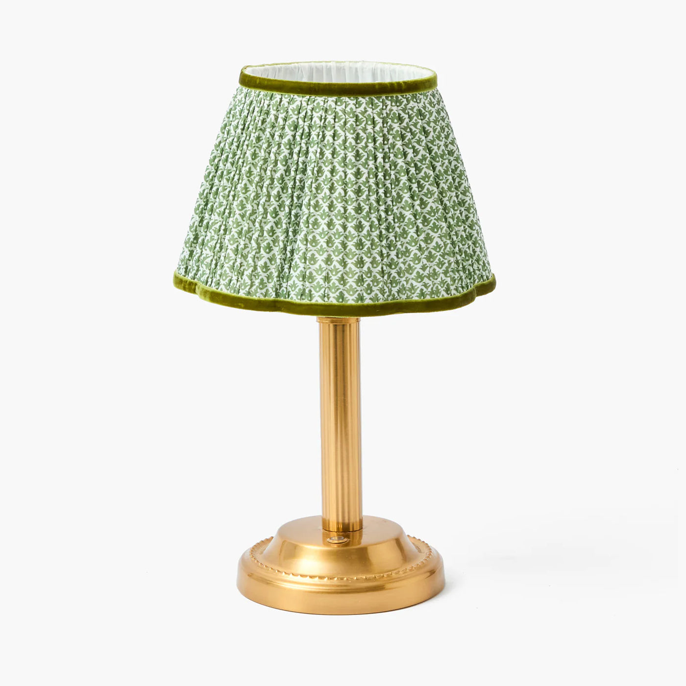 Corinthian Rechargeable Lamp with Olive Lotus Shade (22cm)