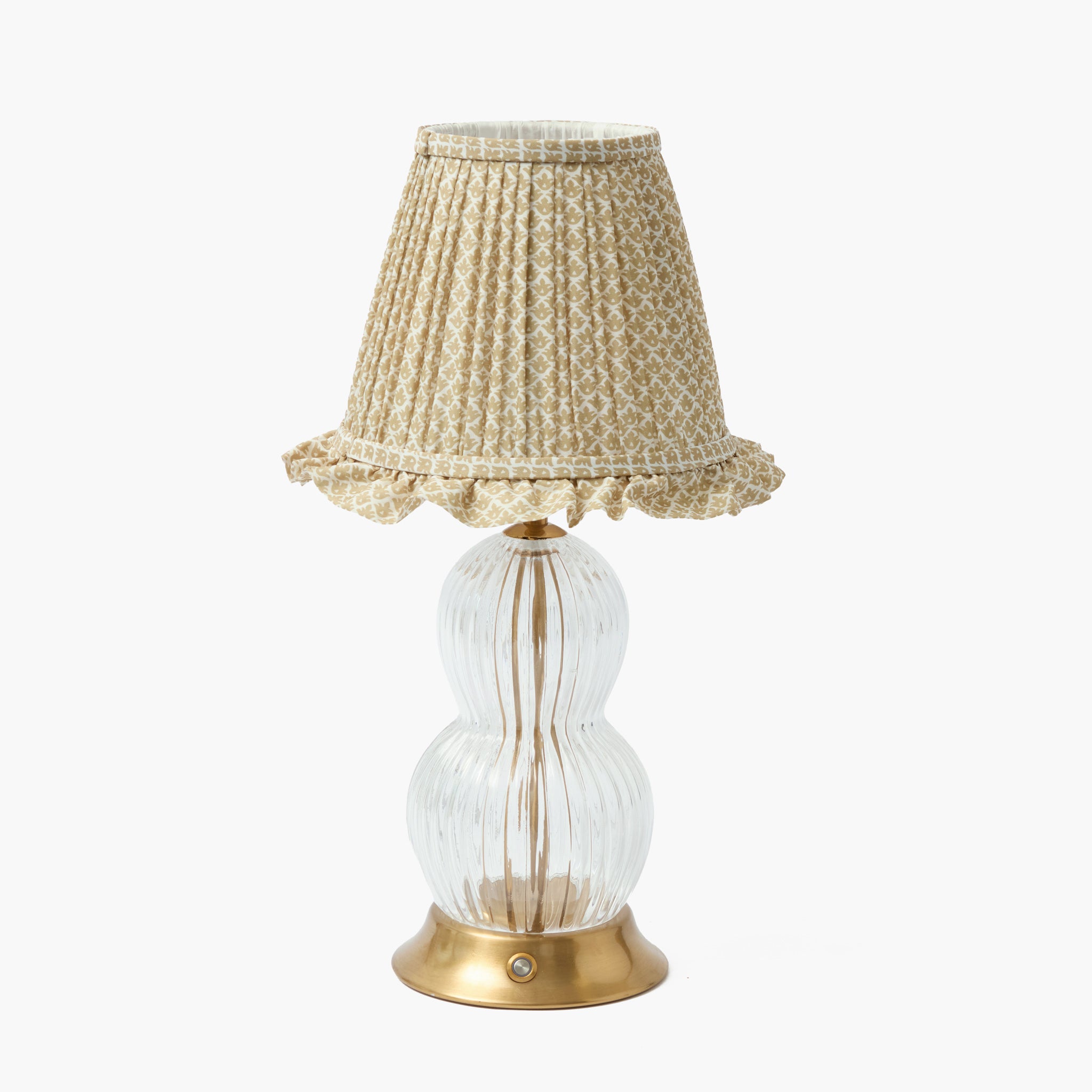Glass Bardot Rechargeable Lamp with Putty Lotus Ruffle Shade (18cm)