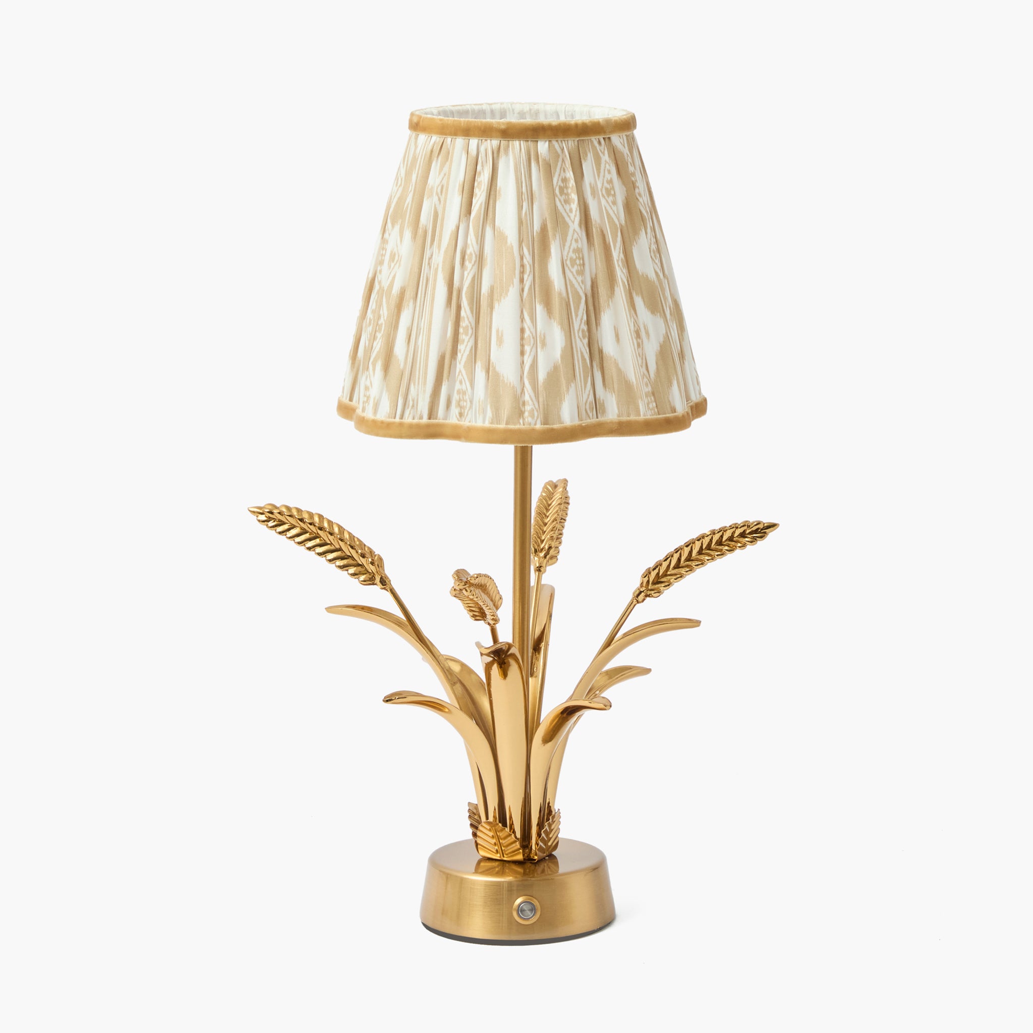 Corn Sheaf Rechargeable Lamp with Putty Ikat Shade (18cm)
