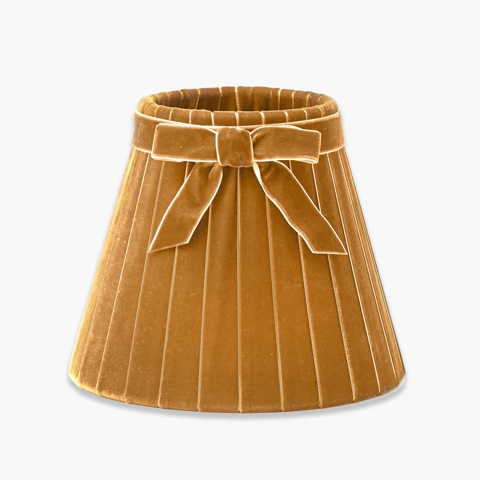 Short Bamboo Rechargeable Lamp with Mustard Velvet Bow Shade (18cm)