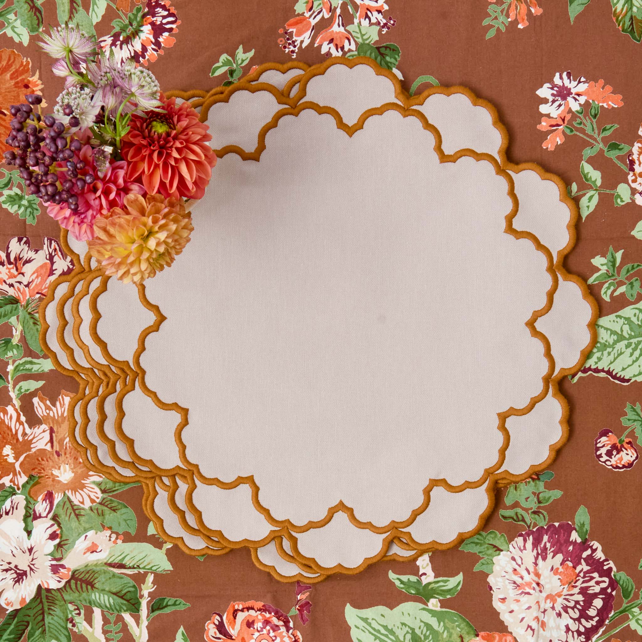 Lily Taupe & Mustard Placemats (Set of 4)