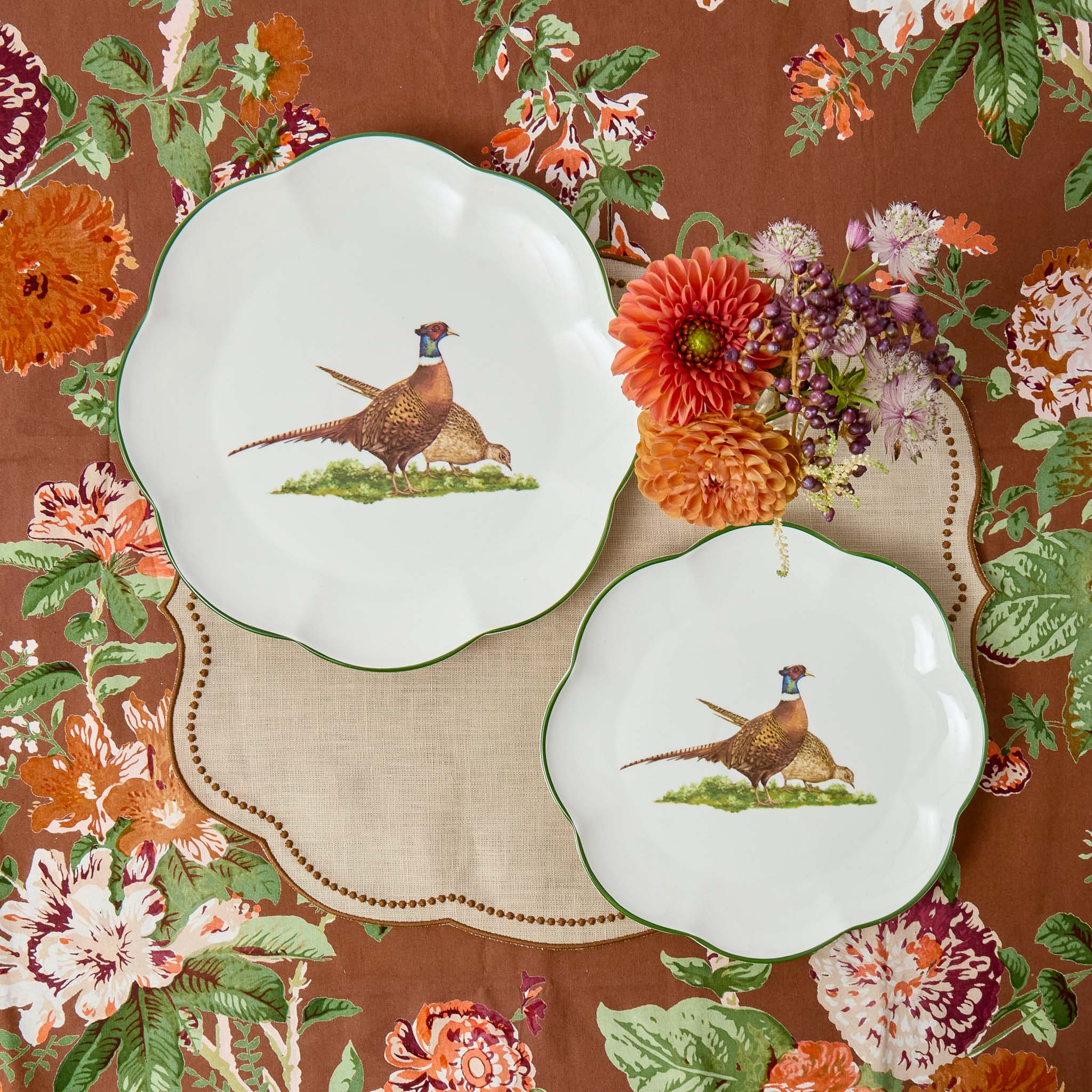 Scalloped Pheasant Dinner & Starter Plates (Set of 8)
