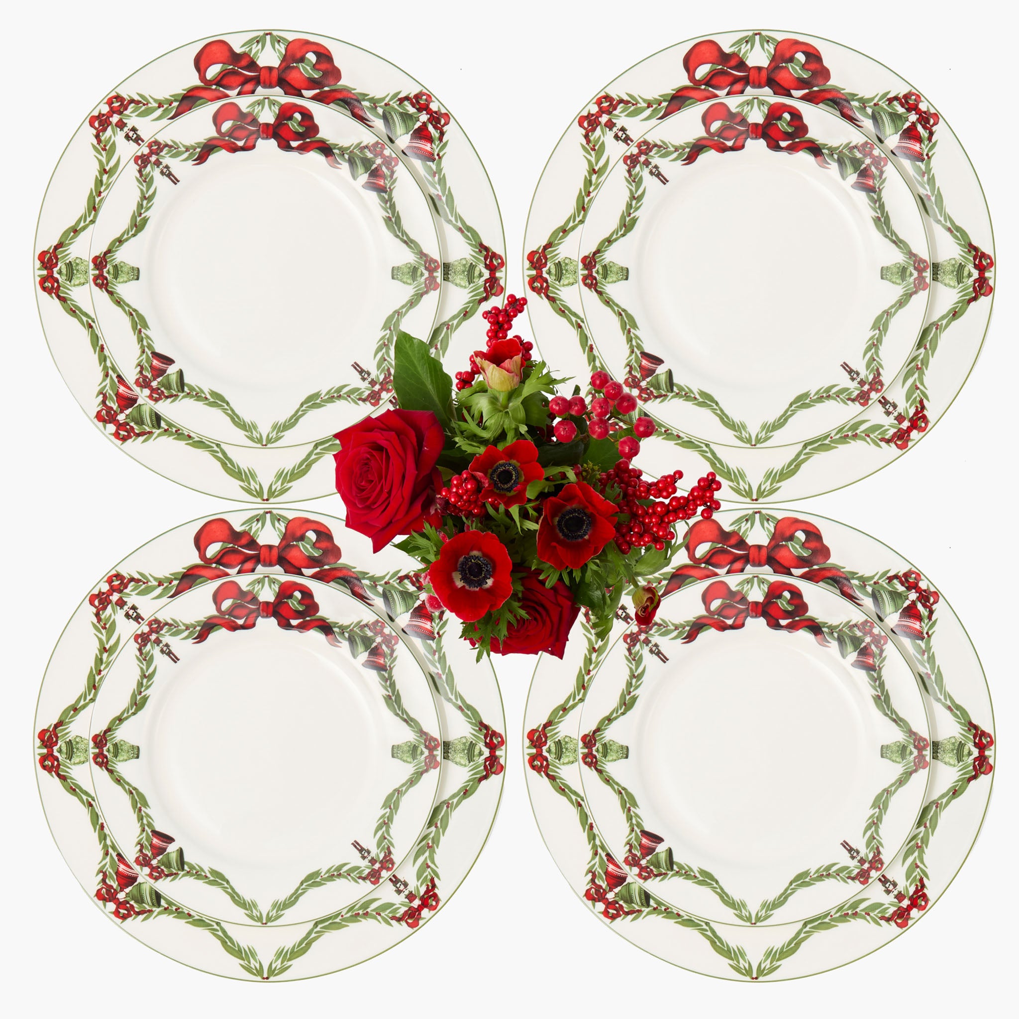 Christmas Garland Dinner & Starter Plates (Set of 8)