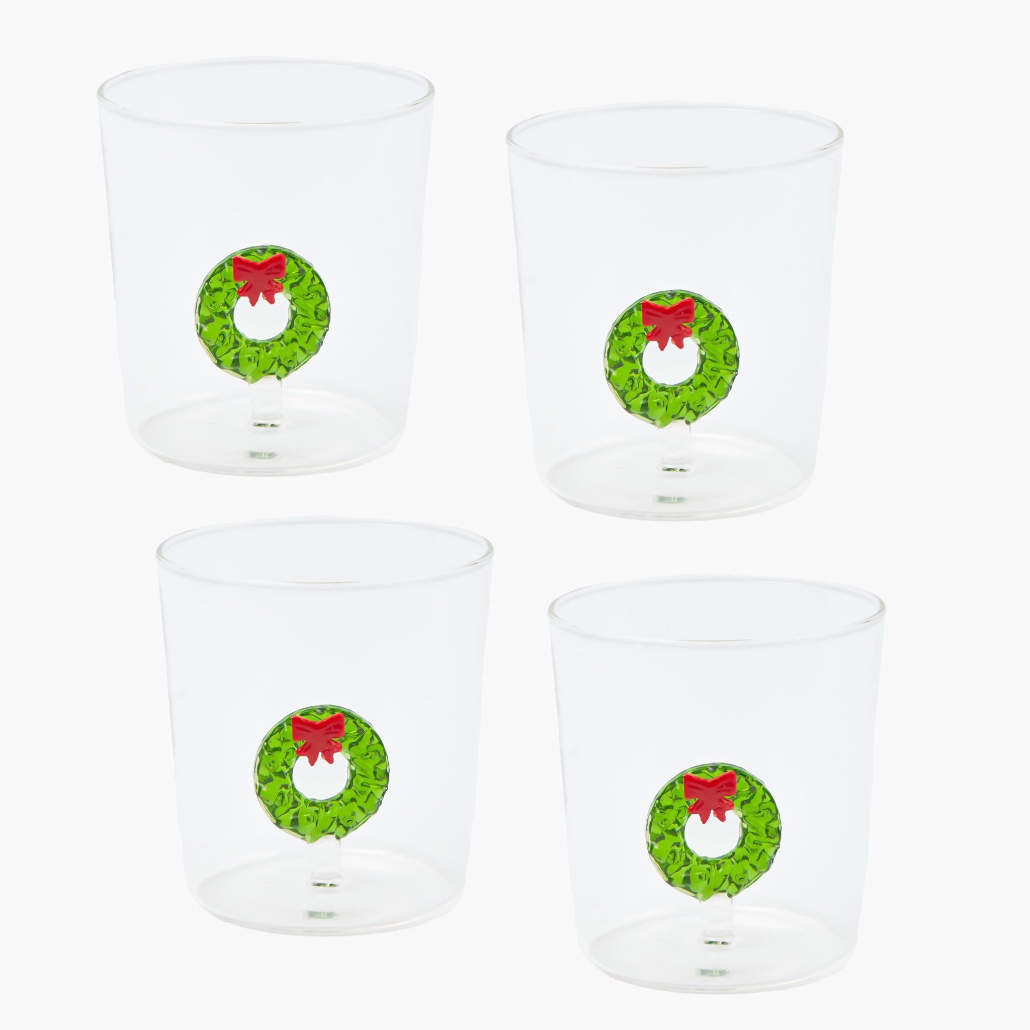 Christmas Wreath Glasses (Set of 4)
