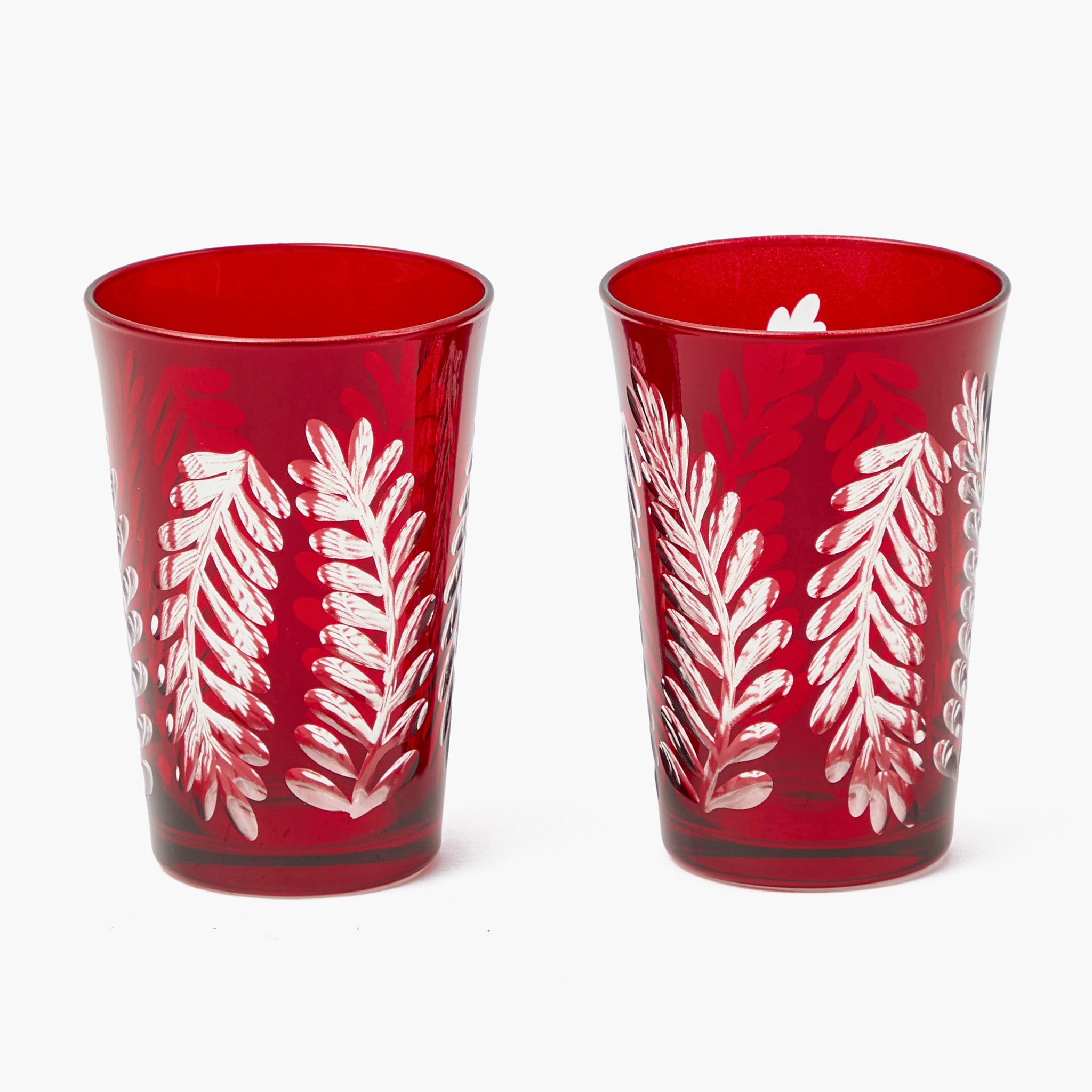 Brigitte Red Garland Engraved Water Glass (Set of 4)