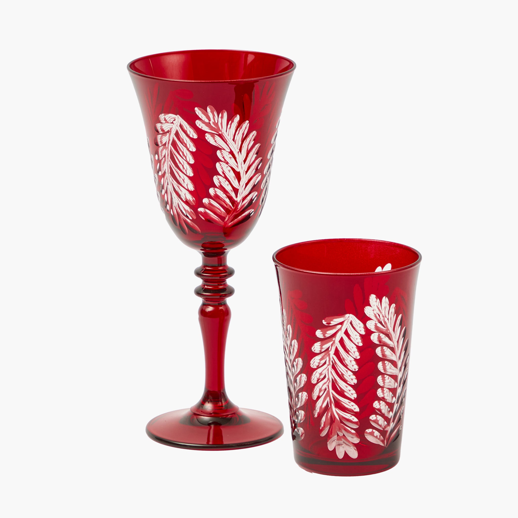Brigitte Red Garland Engraved Wine Glass (Set of 4)
