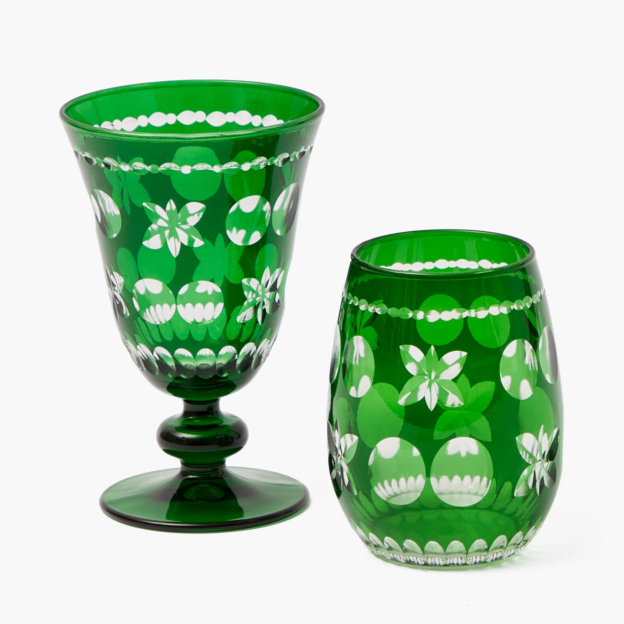 Emerald Anita Engraved Wine Glass (Set of 4)