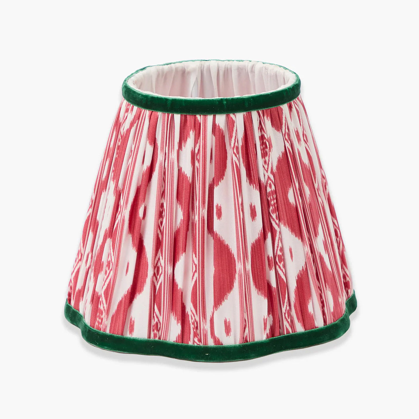Edie Tall Rechargeable Lamp with Red & Green Ikat Shade (18cm)