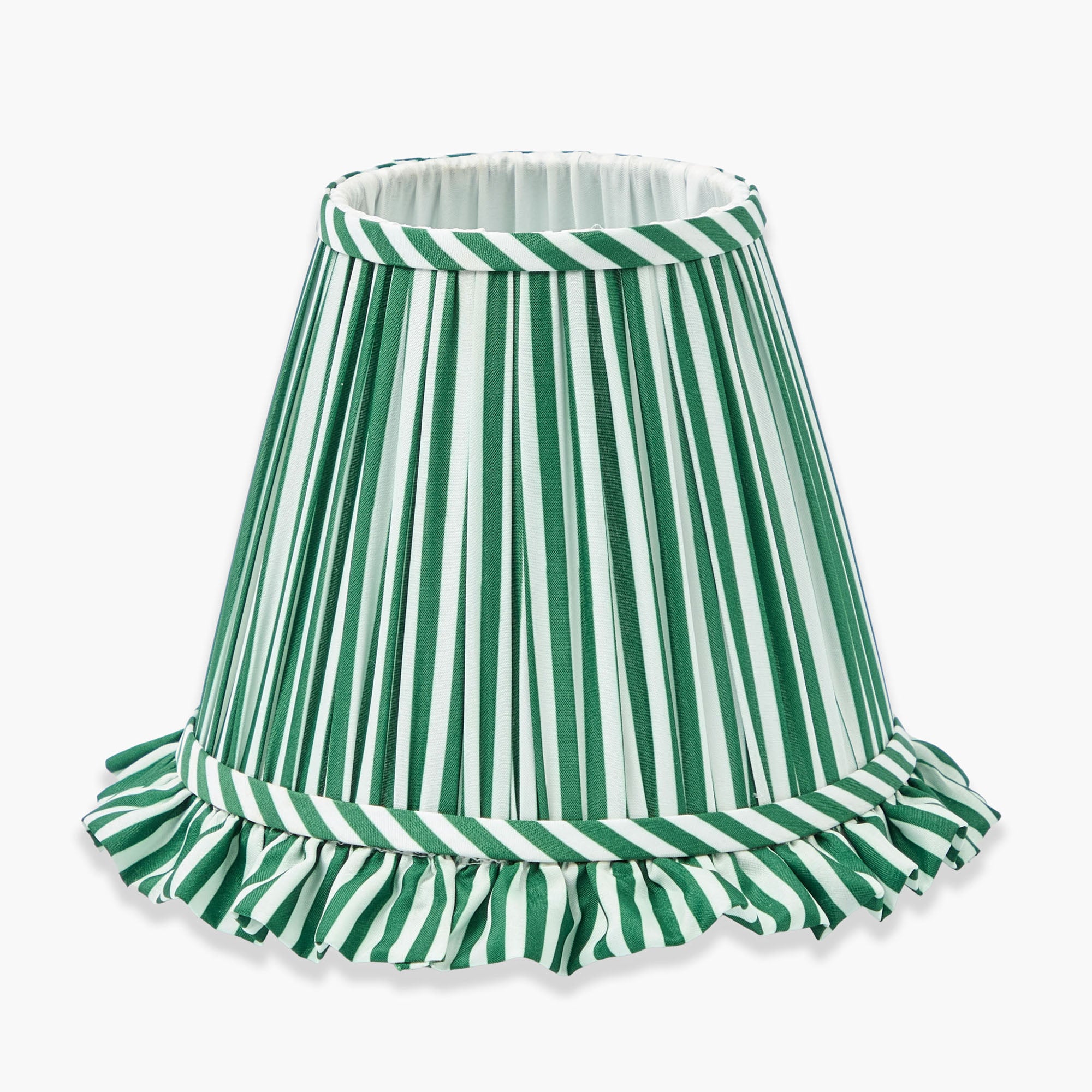Forest Green Striped Ruffle Lampshade (18cm)