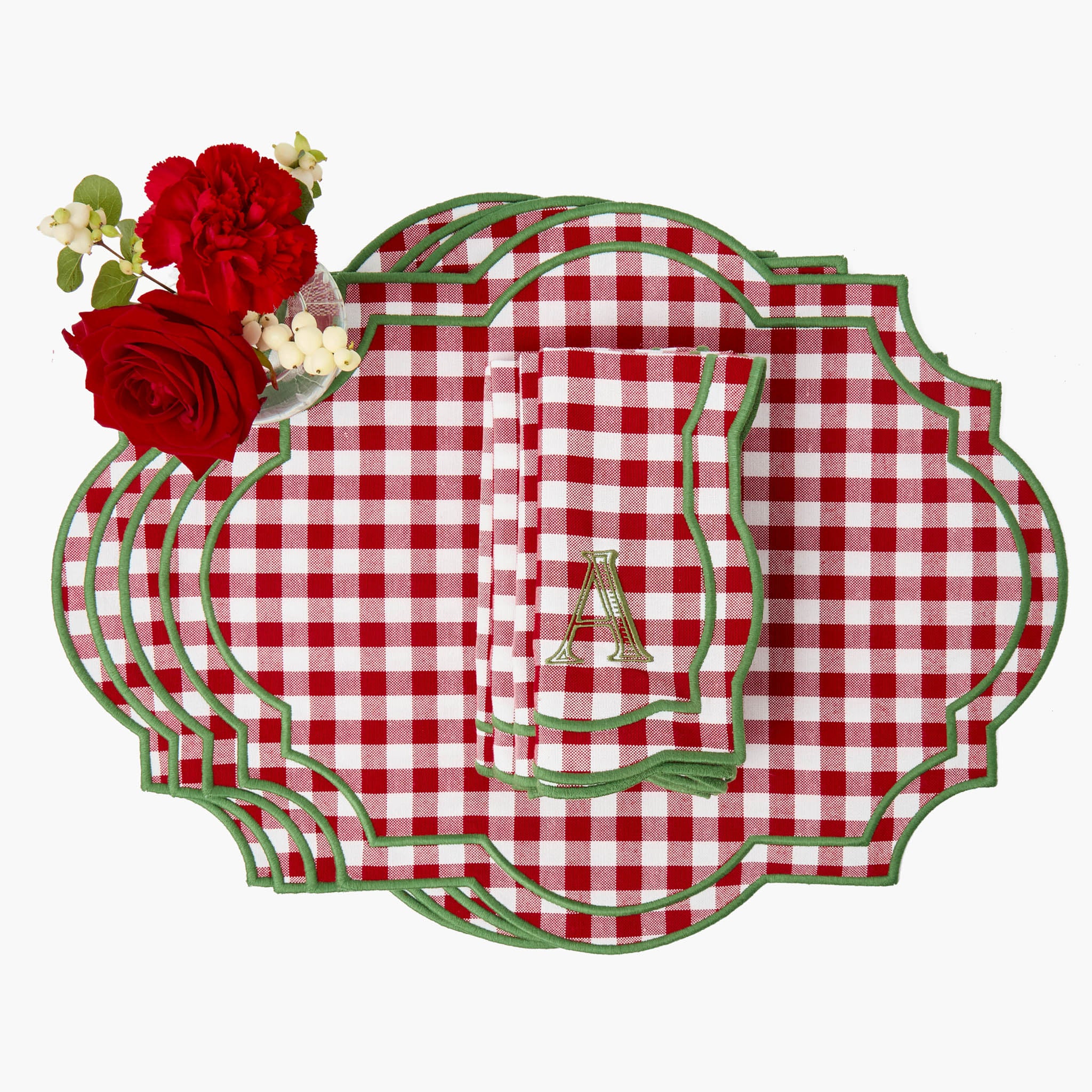 Felix Red & Green Gingham Placemats & Napkins (Set of 4)