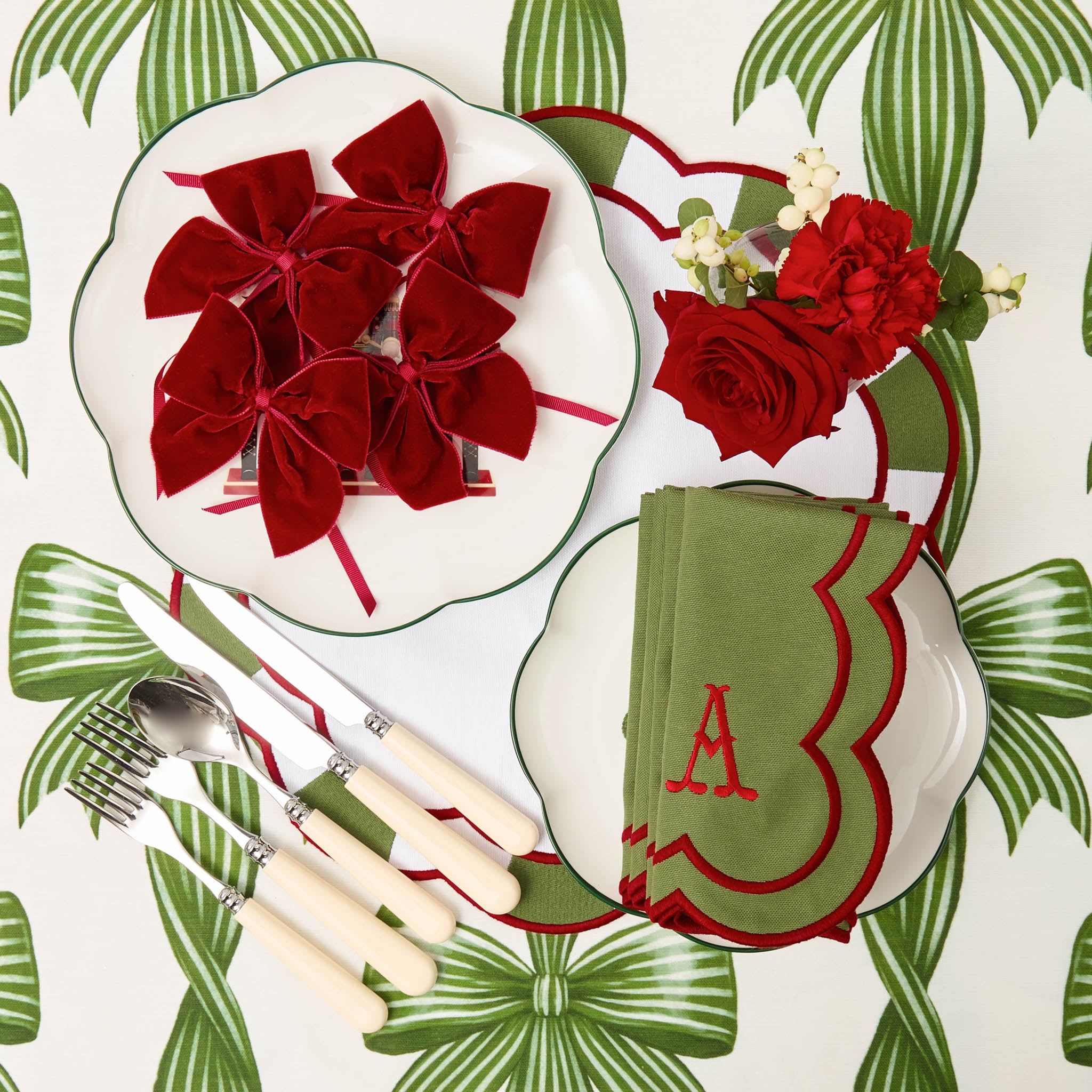 Ruby Red Velvet Napkin Bows (Set of 4)