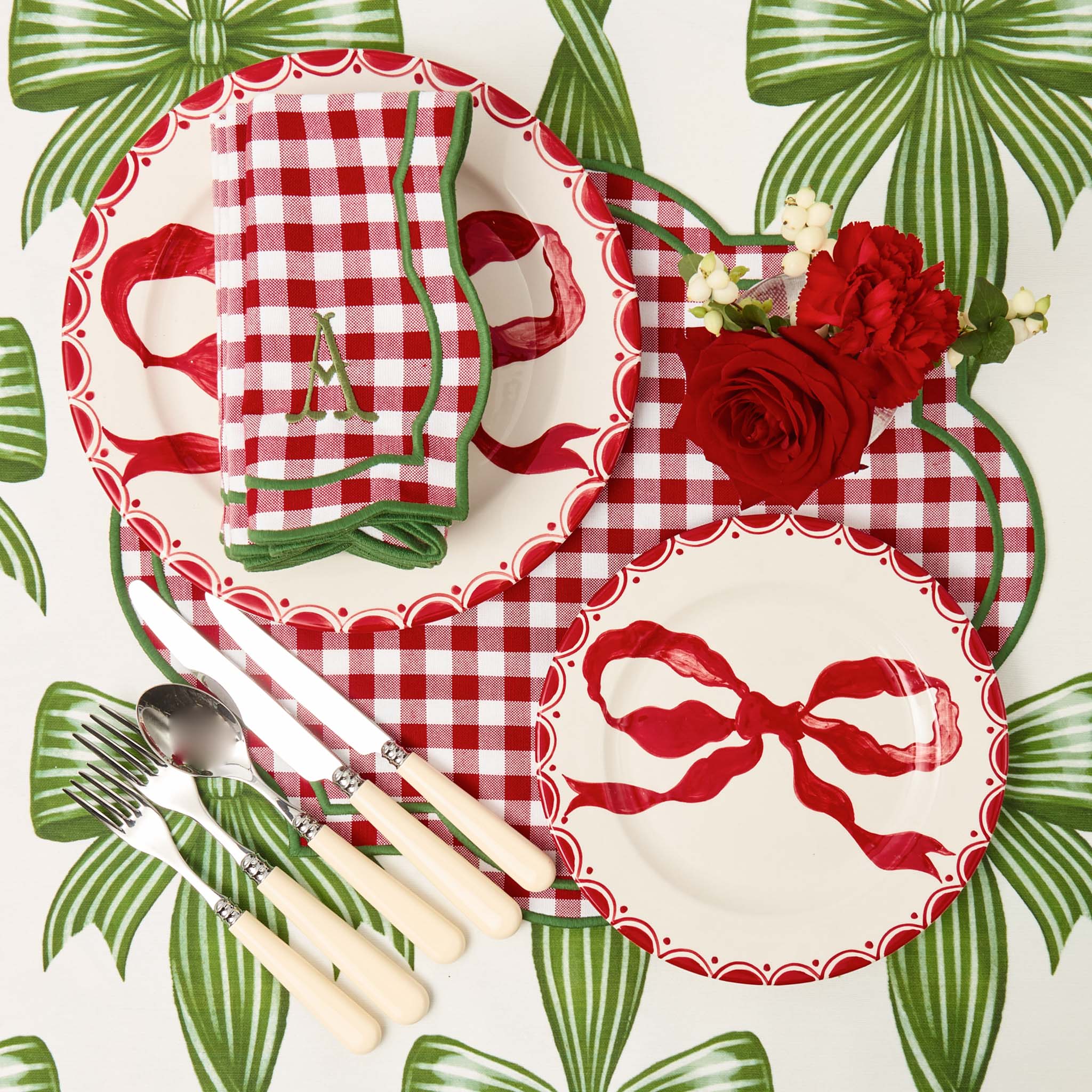 Felix Red & Green Gingham Placemats & Napkins (Set of 4)