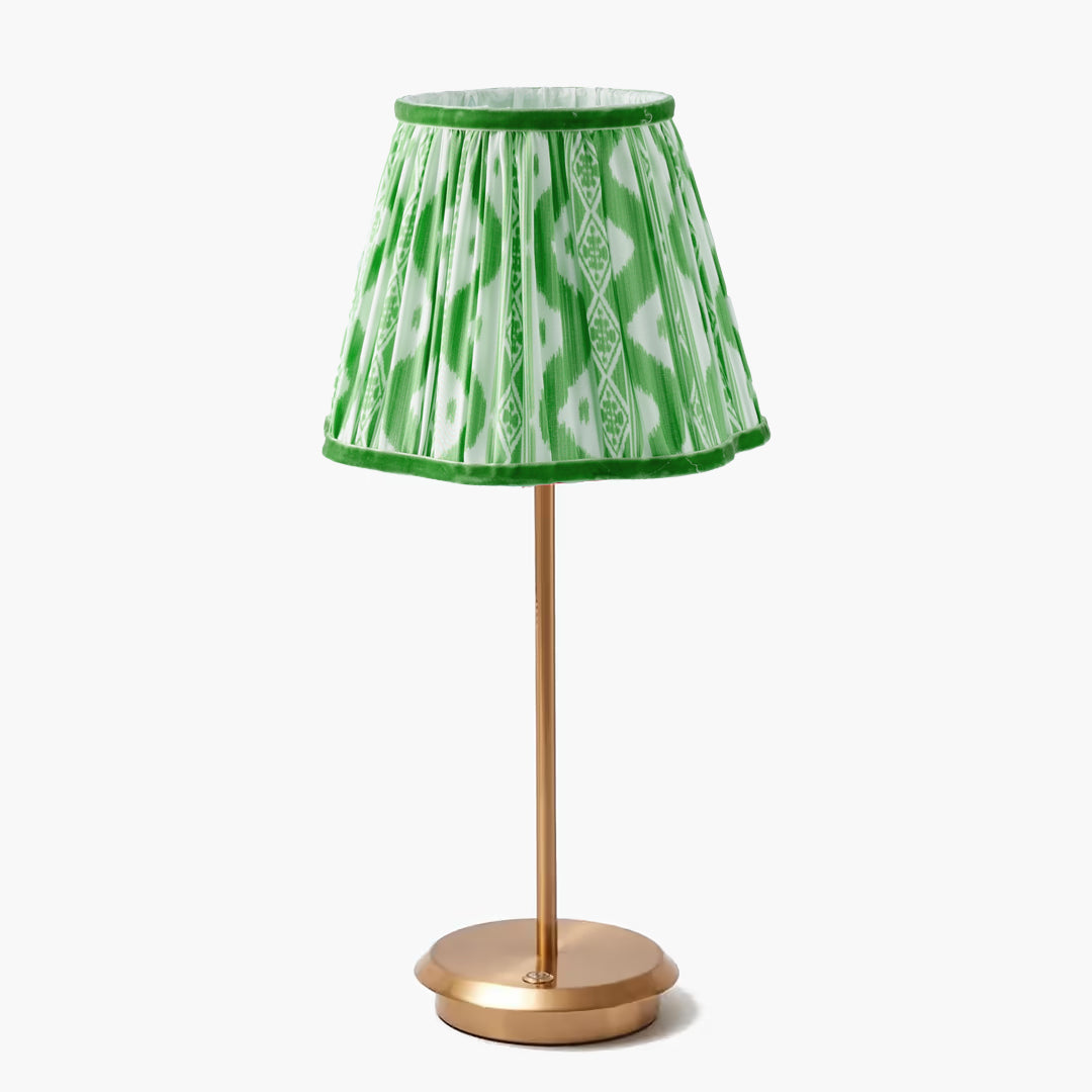 Tall Rechargeable Lamp with Green Ikat Shade (18cm)