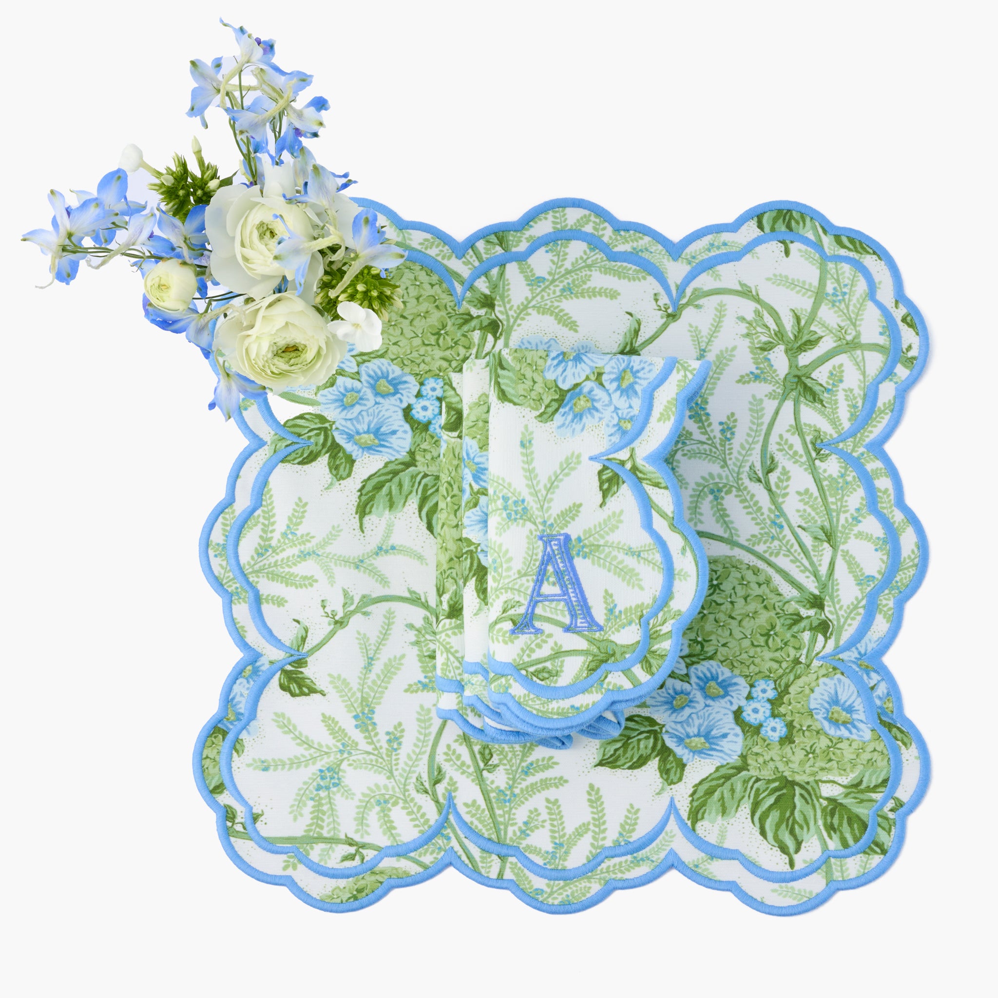 Green & Blue Lady Isabella's Garden Napkins (Set of 4)